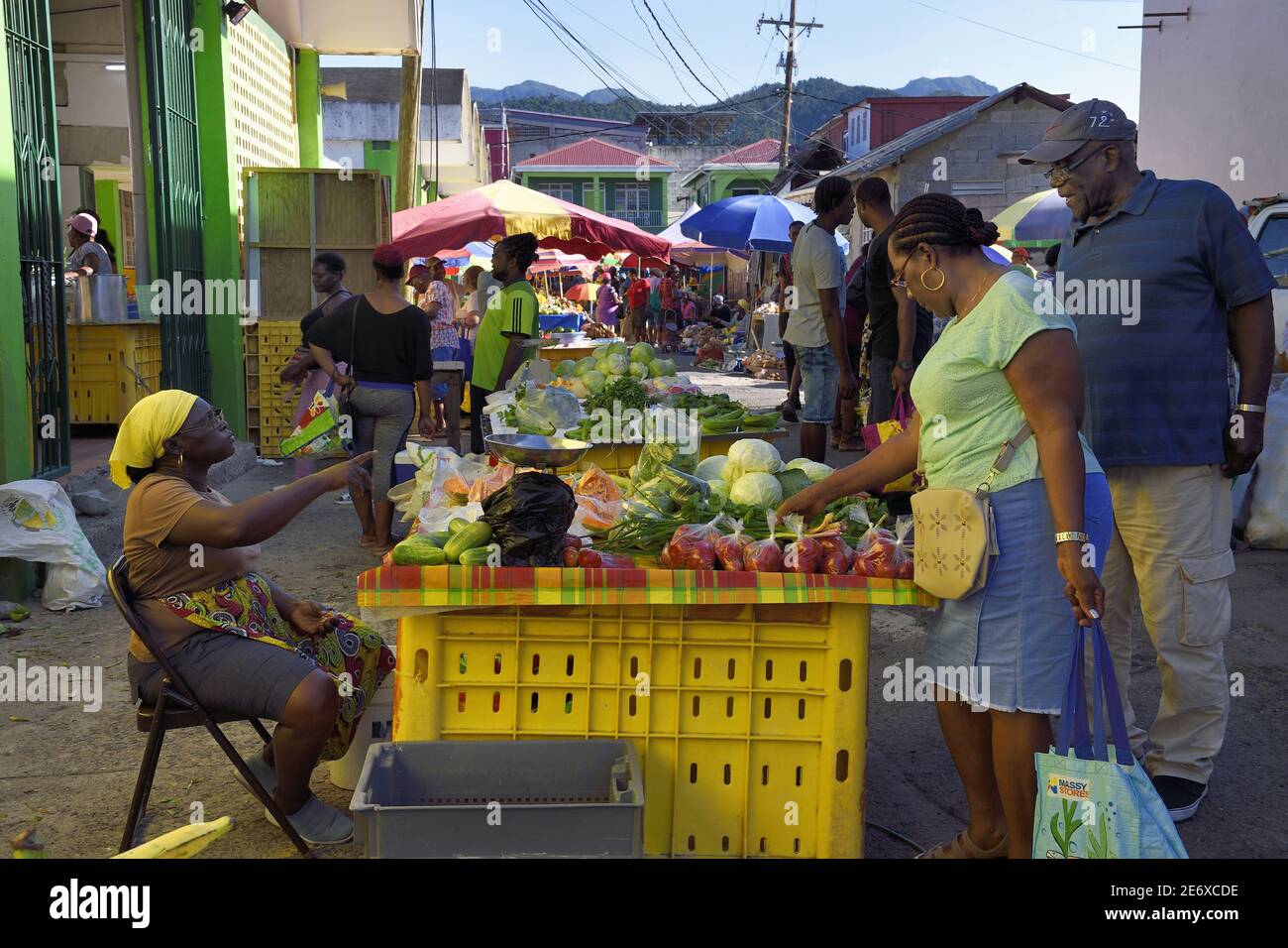 Caribbean, Dominica Island, the capital city Roseau, fruit and