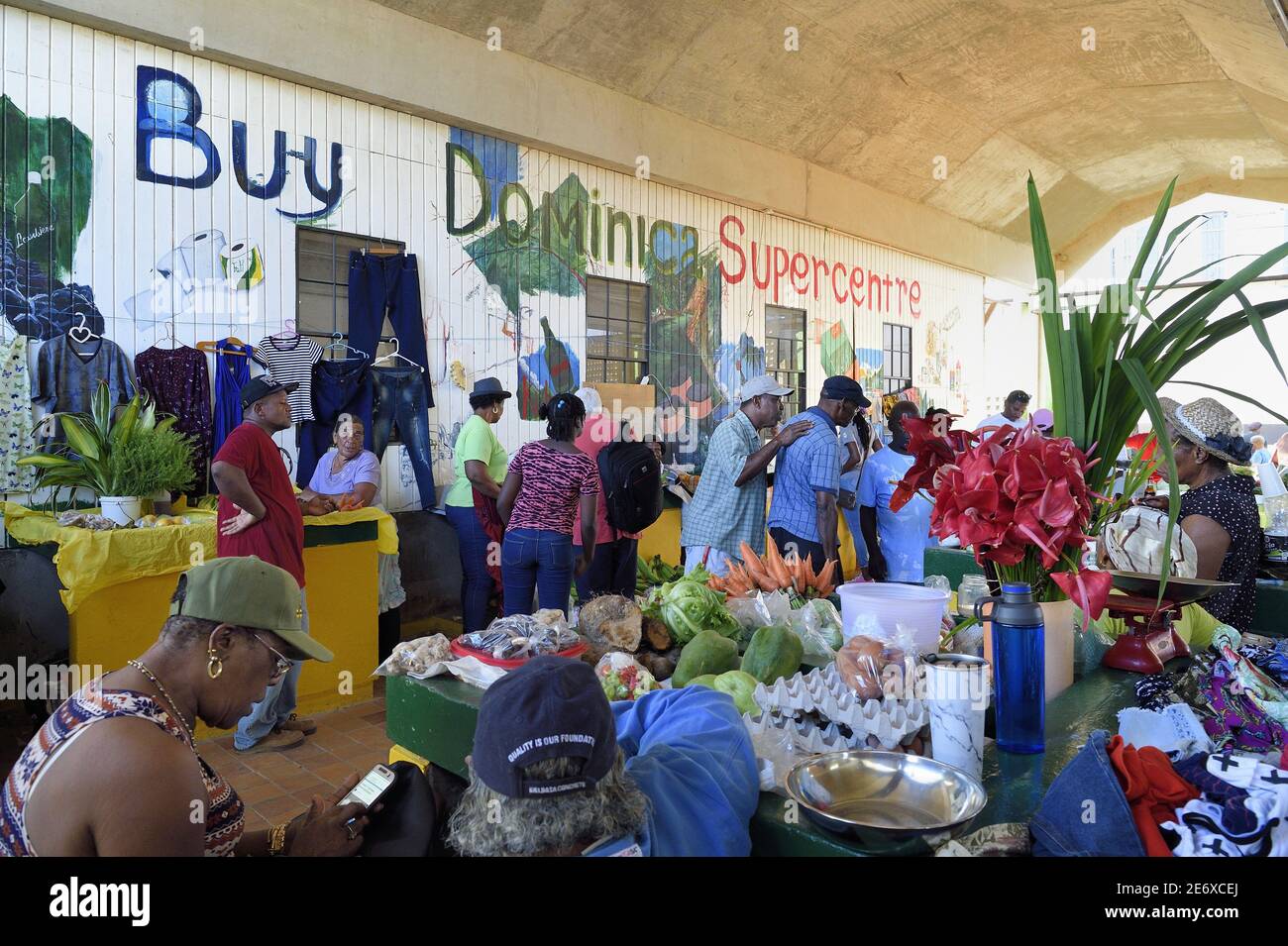 Caribbean, Dominica Island, the capital city Roseau, central market