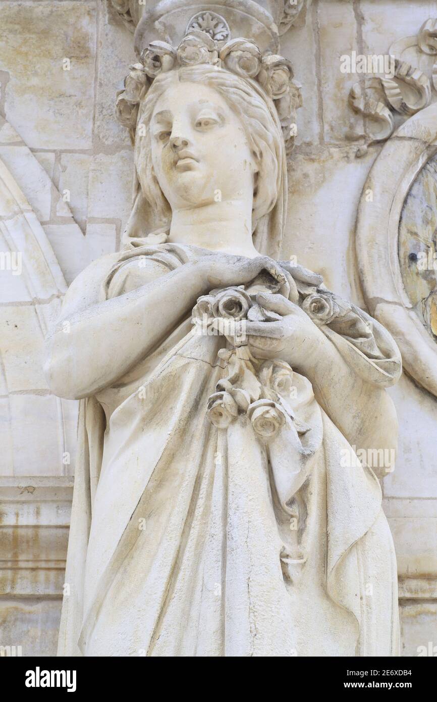 France, Allier, Vichy, Palais des Congres, former Grand Casino (which became Palais des Congres in 1995) created by architect Charles Badger in 1865, detail of the facade by sculptor Carrier Belleuse Stock Photo