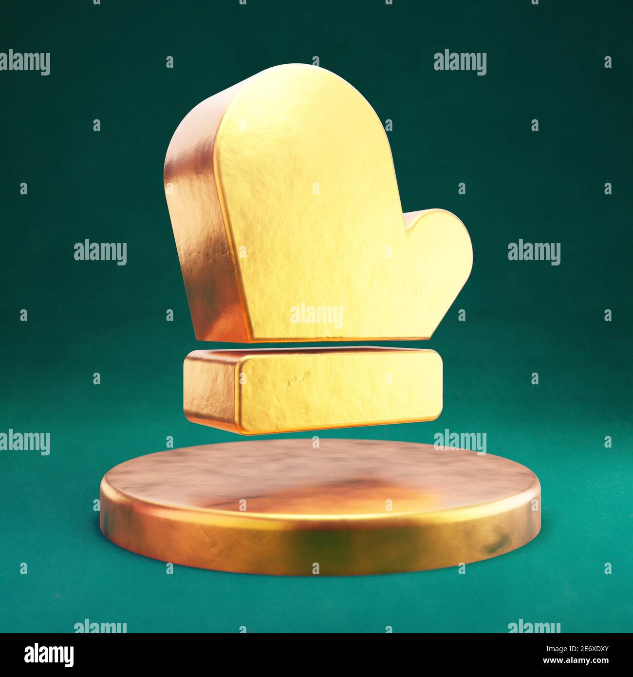 Mitten icon. Fortuna Gold Mitten symbol on golden podium Stock Photo