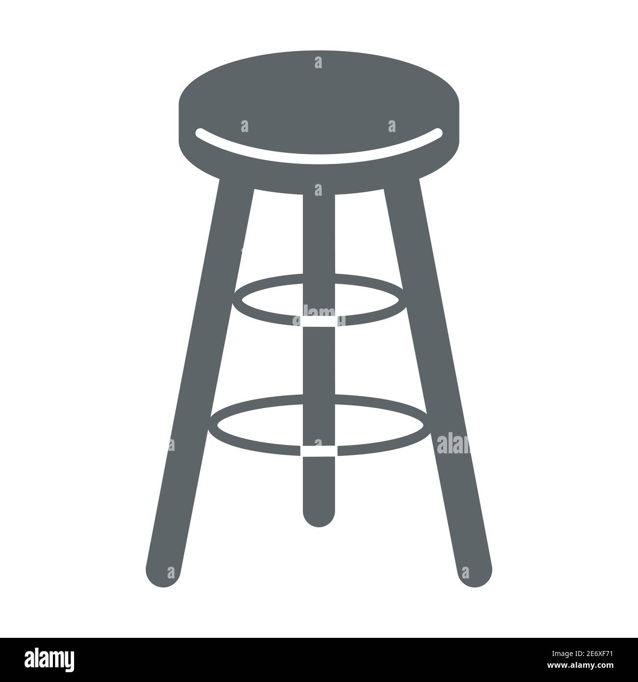 Bar stool solid icon, Kitchen furniture concept, Bar chair sign on white background, High chair icon in glyph style for mobile concept and web design Stock Vector