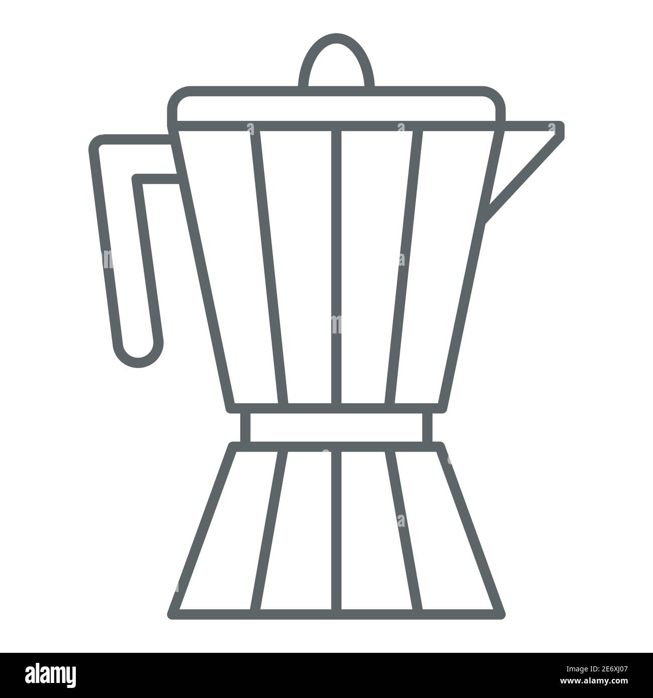 Geyser coffee maker with glass of milk line icon, Coffee time concept, moka  pot sign on