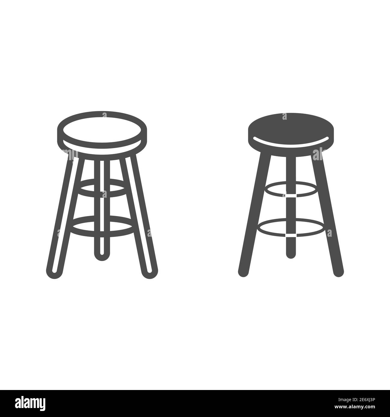 Bar stool line and solid icon, Kitchen furniture concept, Bar chair sign on white background, High chair icon in outline style for mobile concept and Stock Vector