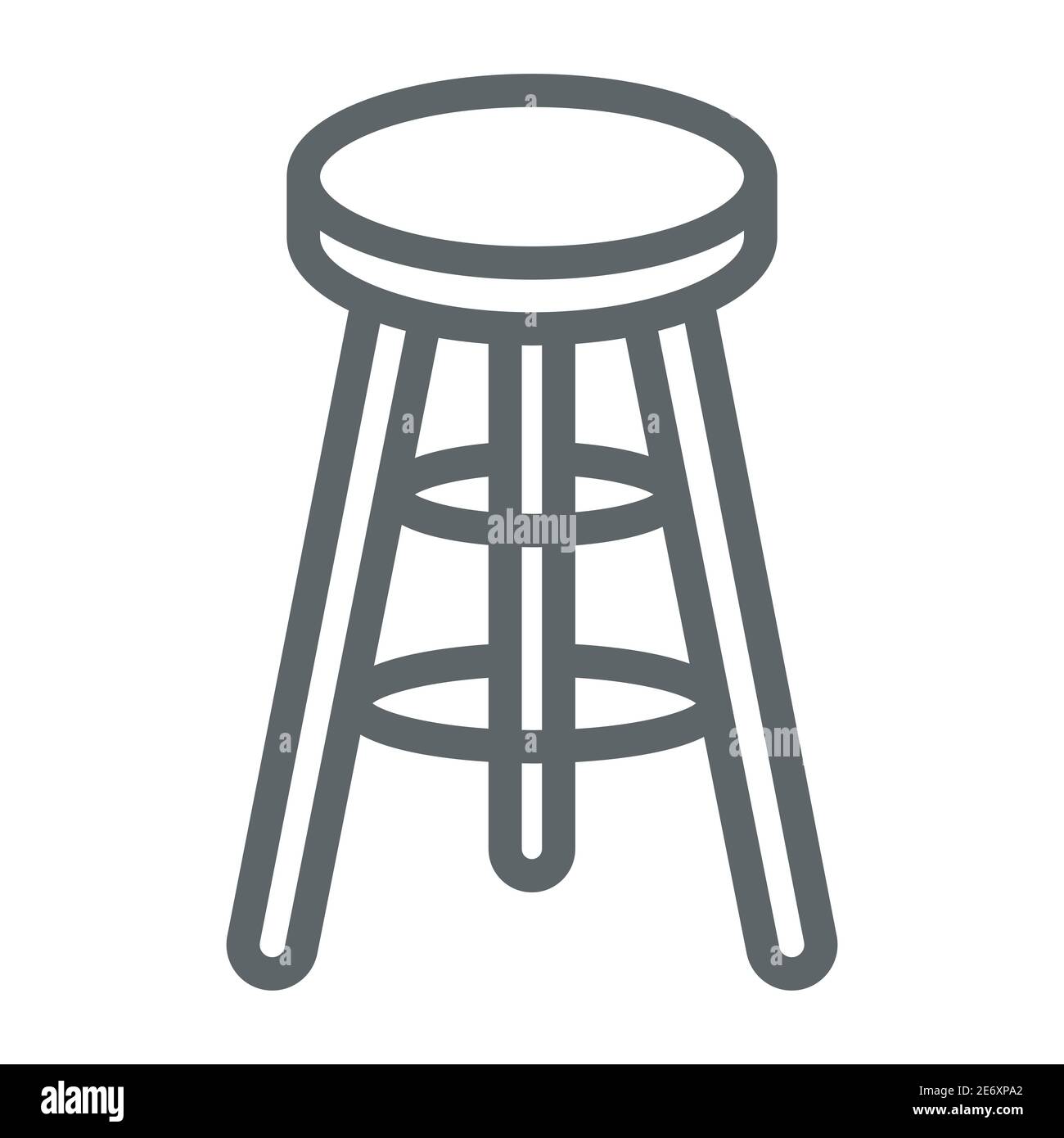 Bar stool line icon, Kitchen furniture concept, Bar chair sign on white background, High chair icon in outline style for mobile concept and web design Stock Vector