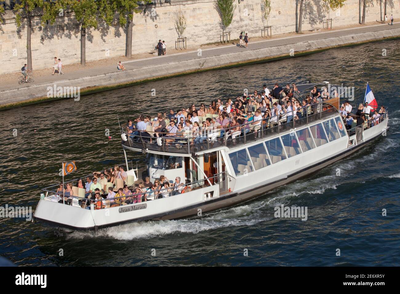 Excursion boat on the Seine Stock Photo