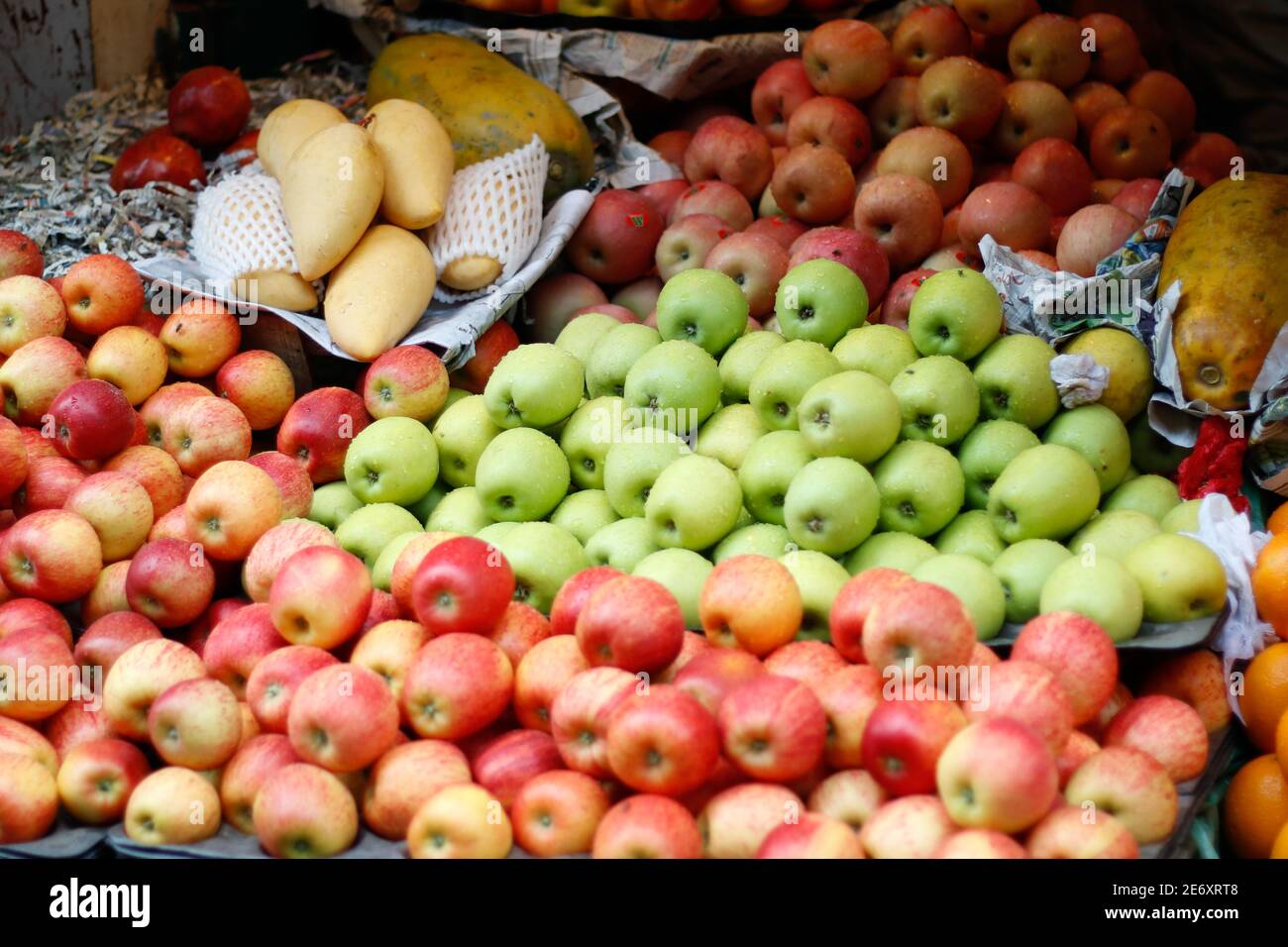 Fresh colorful and bright apples in the openair market Stock Photo Alamy