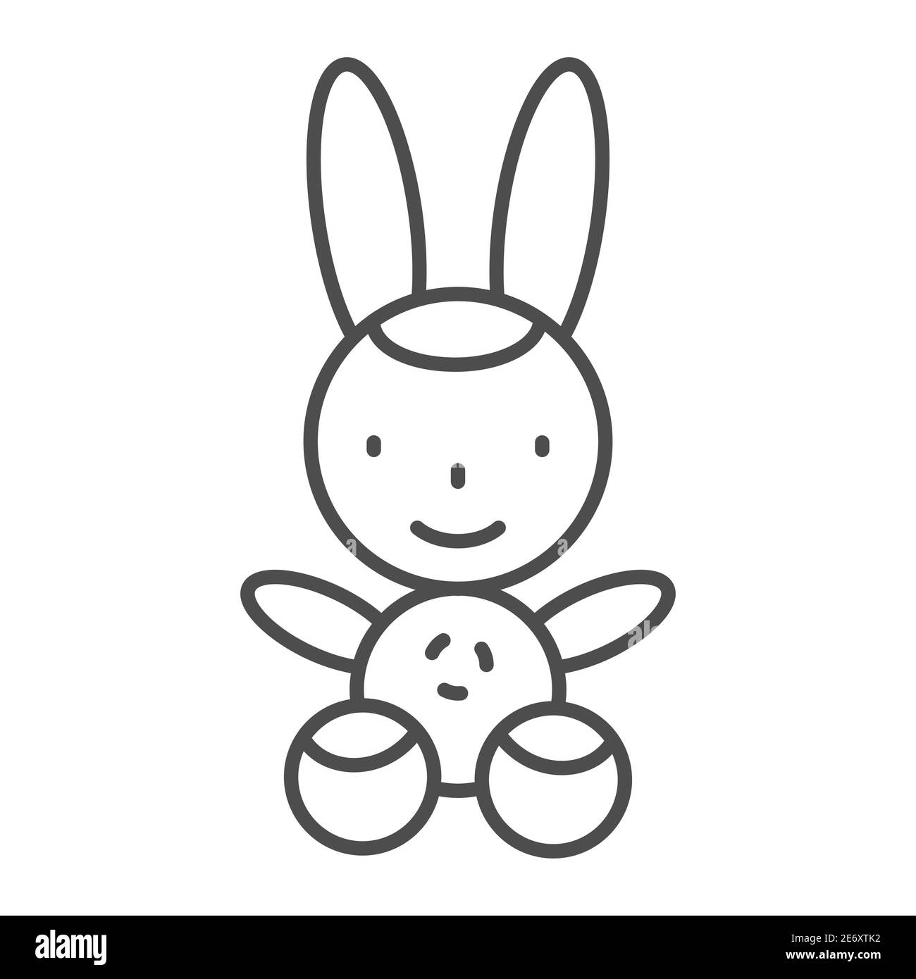 Bunny thin line icon, Kids toys concept, Rabbit toy sign on white background, Plush toy bunny icon in outline style for mobile concept and web design Stock Vector