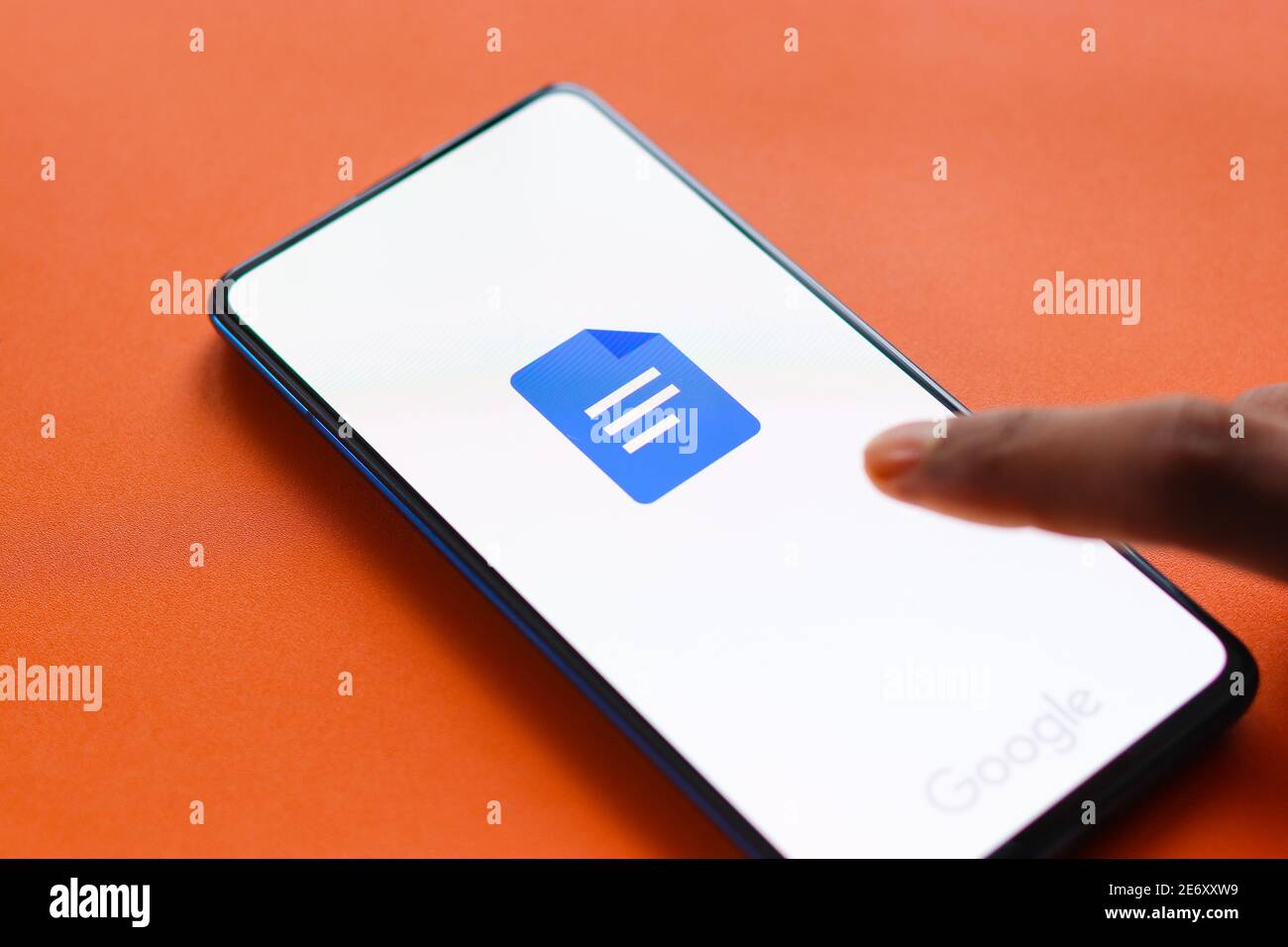 Assam, india - January 31, 2021 : Google Docs logo on phone screen stock image. Stock Photo