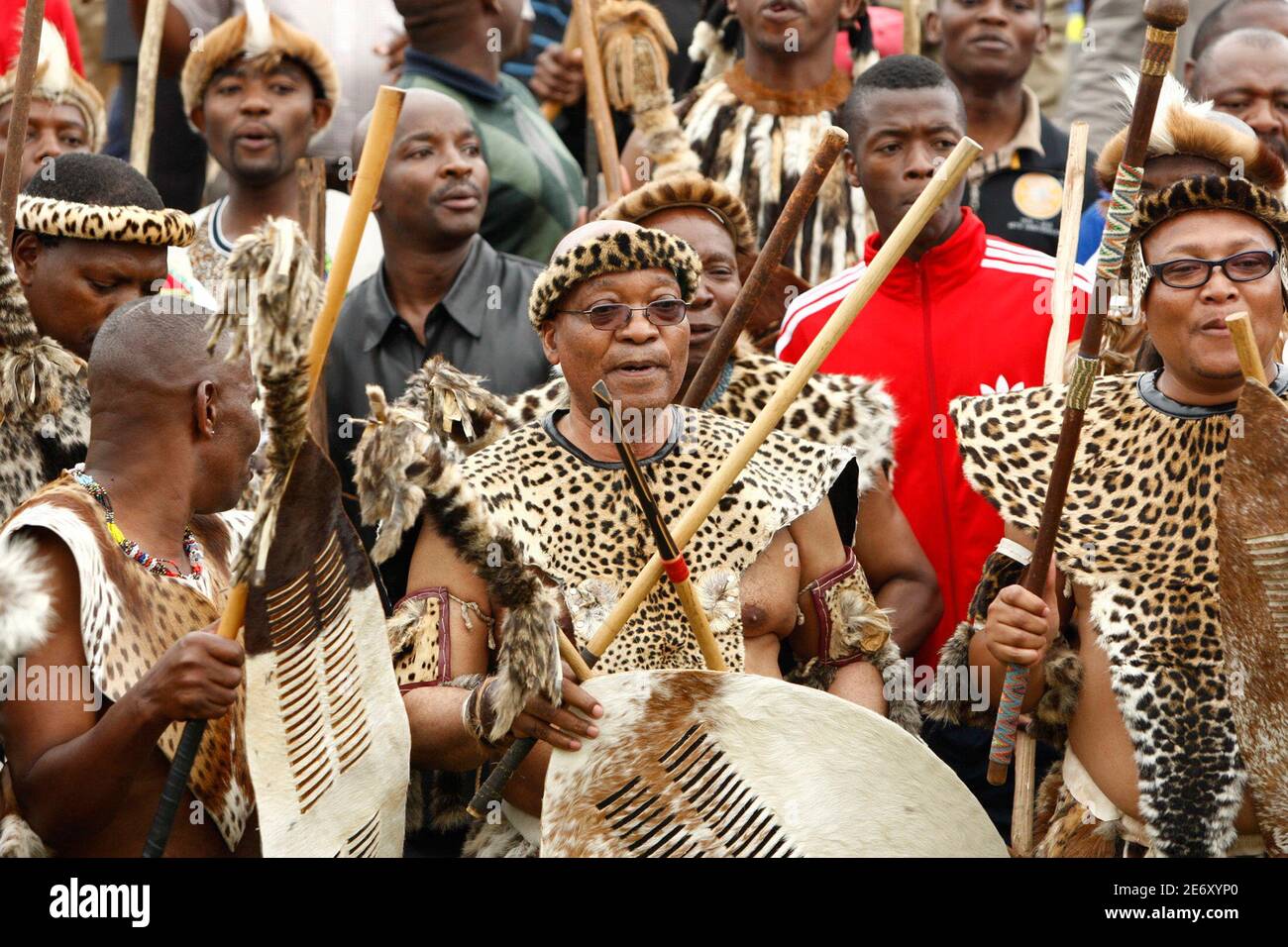 South African President Jacob Zuma arrives for his traditional wedding to  Tobeka Madiba, his fifth wife, at the village of Nkandla in northern  KwaZulu-Natal January 4, 2010. The ceremony took place at
