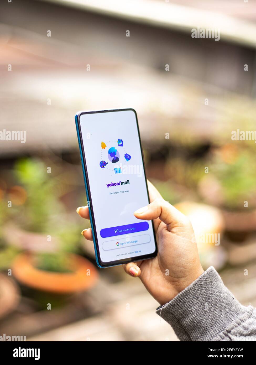 Assam, india - January 31, 2021 : Yahoo mail logo on phone screen stock ...