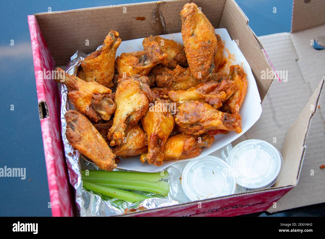 Buffalo Chicken Wings, the original Buffalo Wings at Anchor Bar, Buffalo, NY, USA Stock Photo