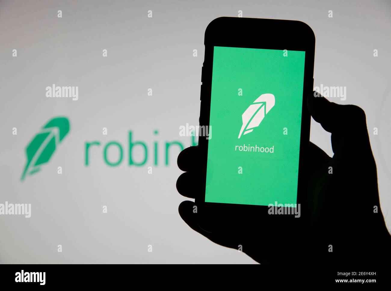 LONDON, UK - January 2021: Robinhood financial investing app on a mobile device Stock Photo
