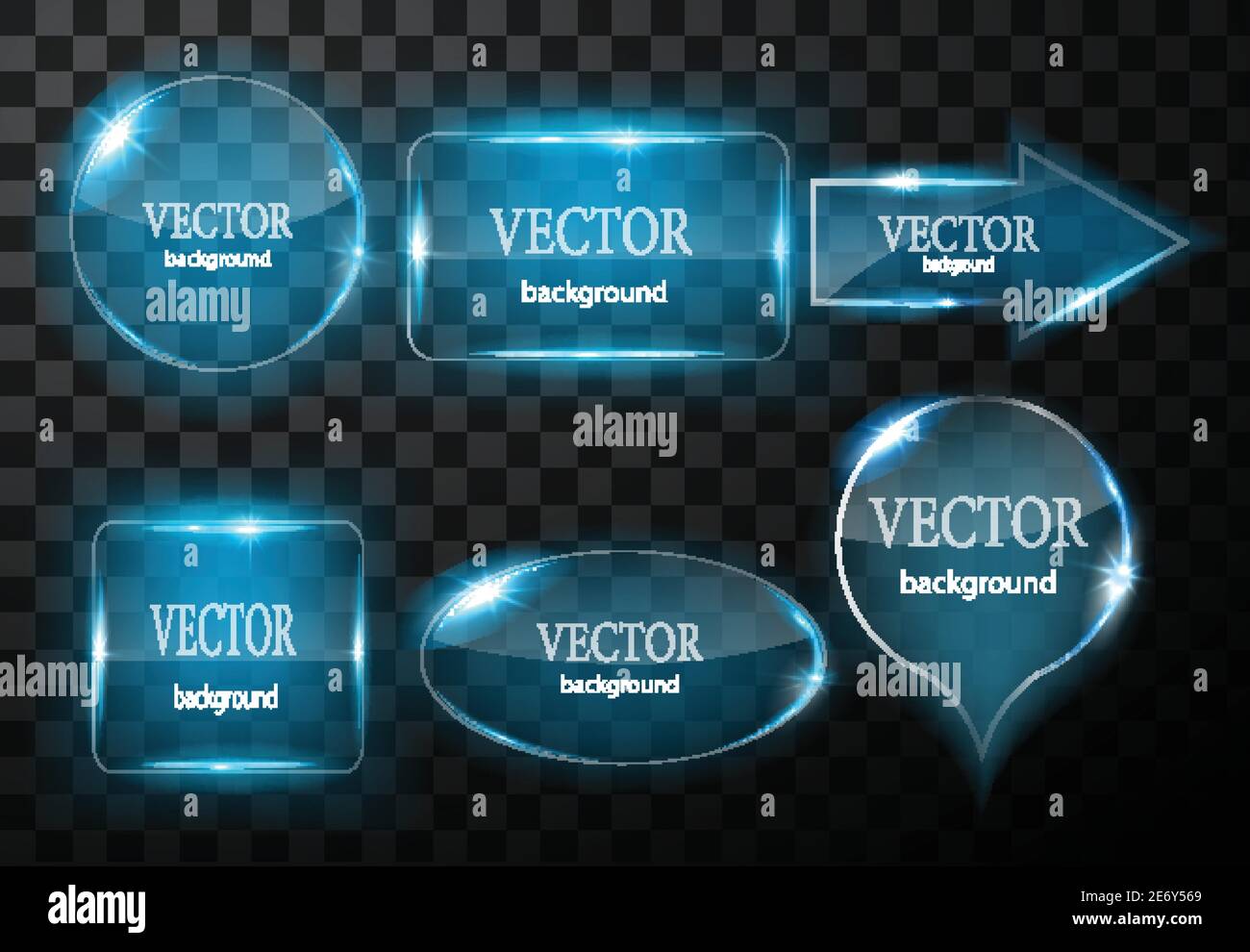 Glass vector button plane. Easy editable background Stock Vector