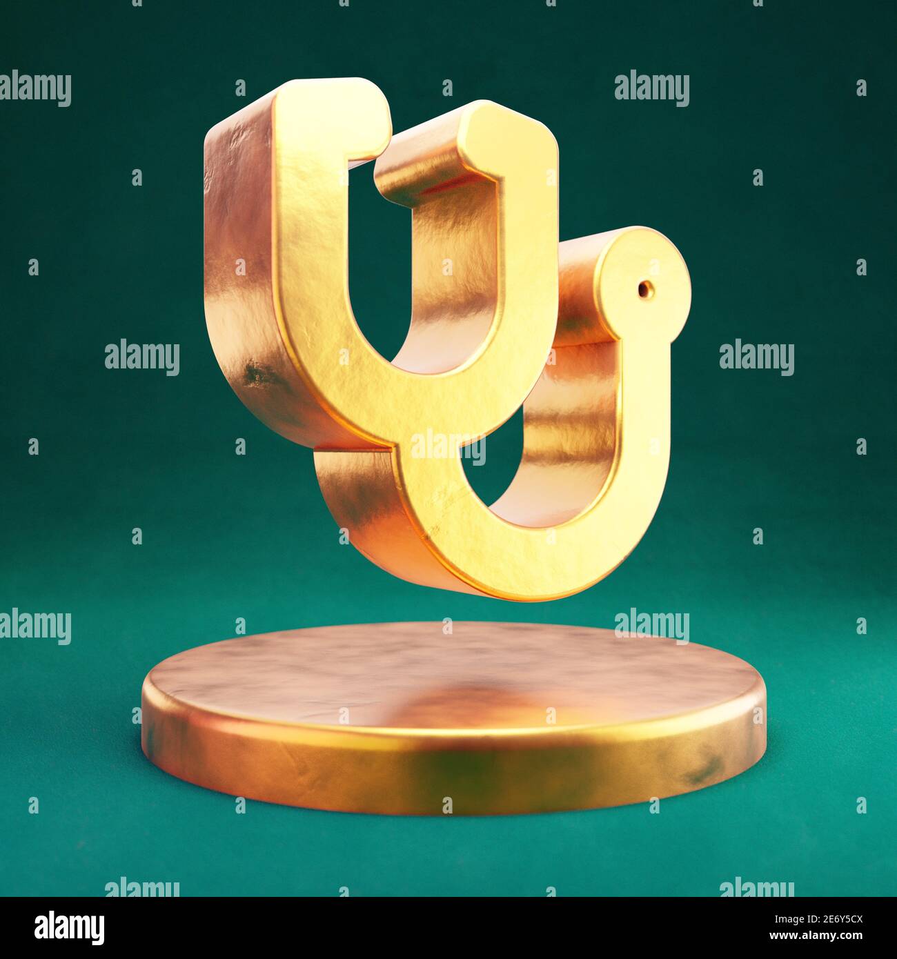 Stethoscope icon. Fortuna Gold Stethoscope symbol on golden podium