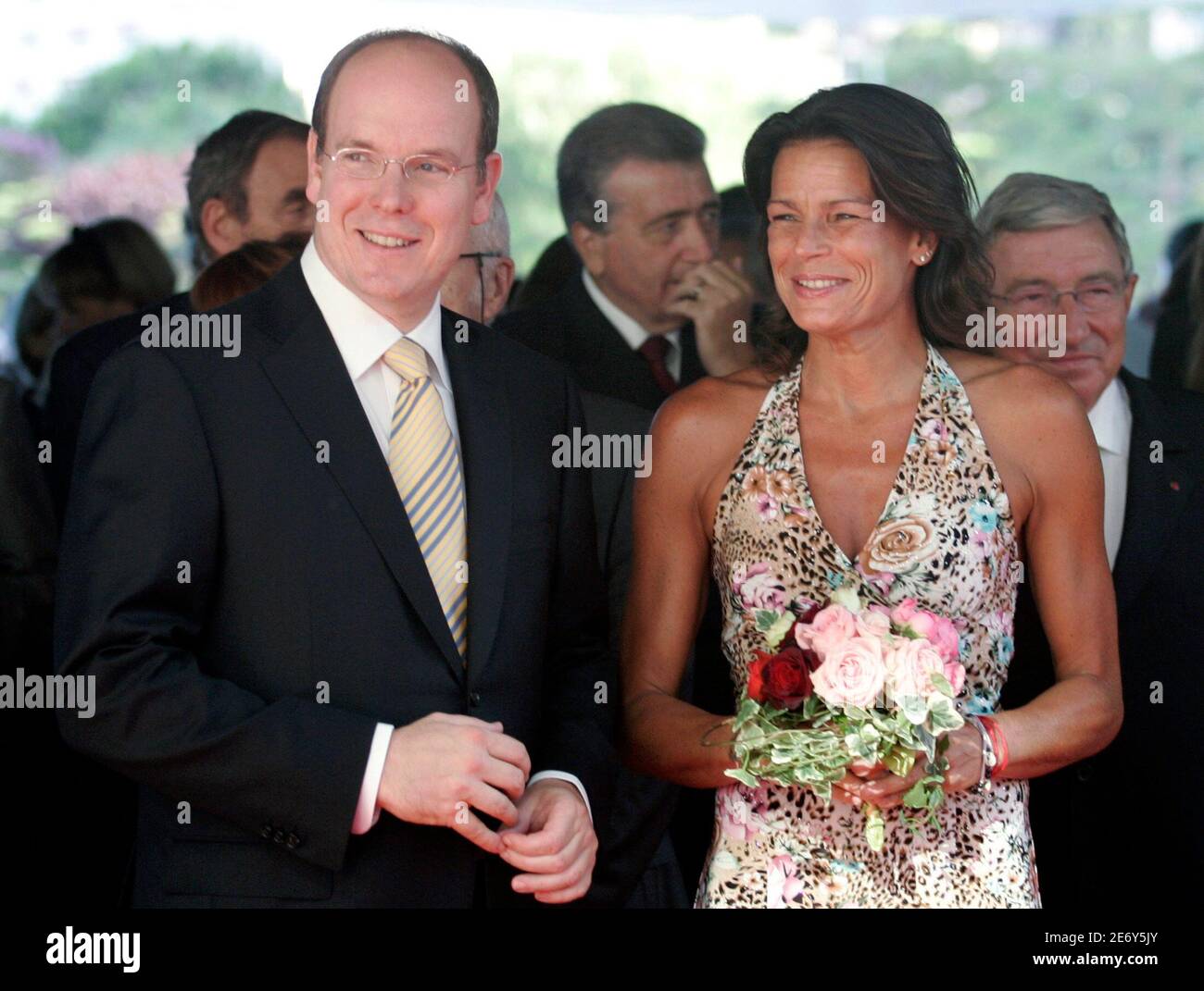 Prince Albert II of Monaco (L) and his sister Princess Stephanie arrive at  an exhibition devoted to Princess Grace, their mother, in Monte Carlo July  11, 2007. This exhibition retraces all the