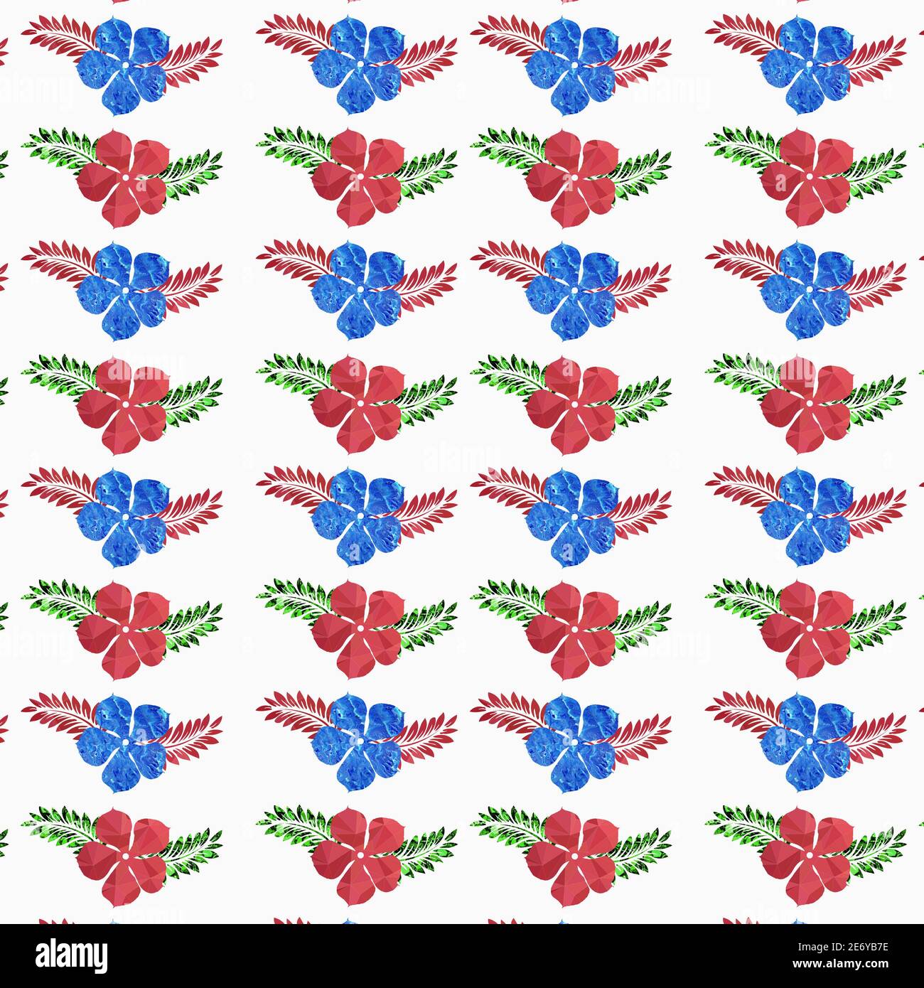 Illustration of red and blue flowers on white background Stock Photo ...