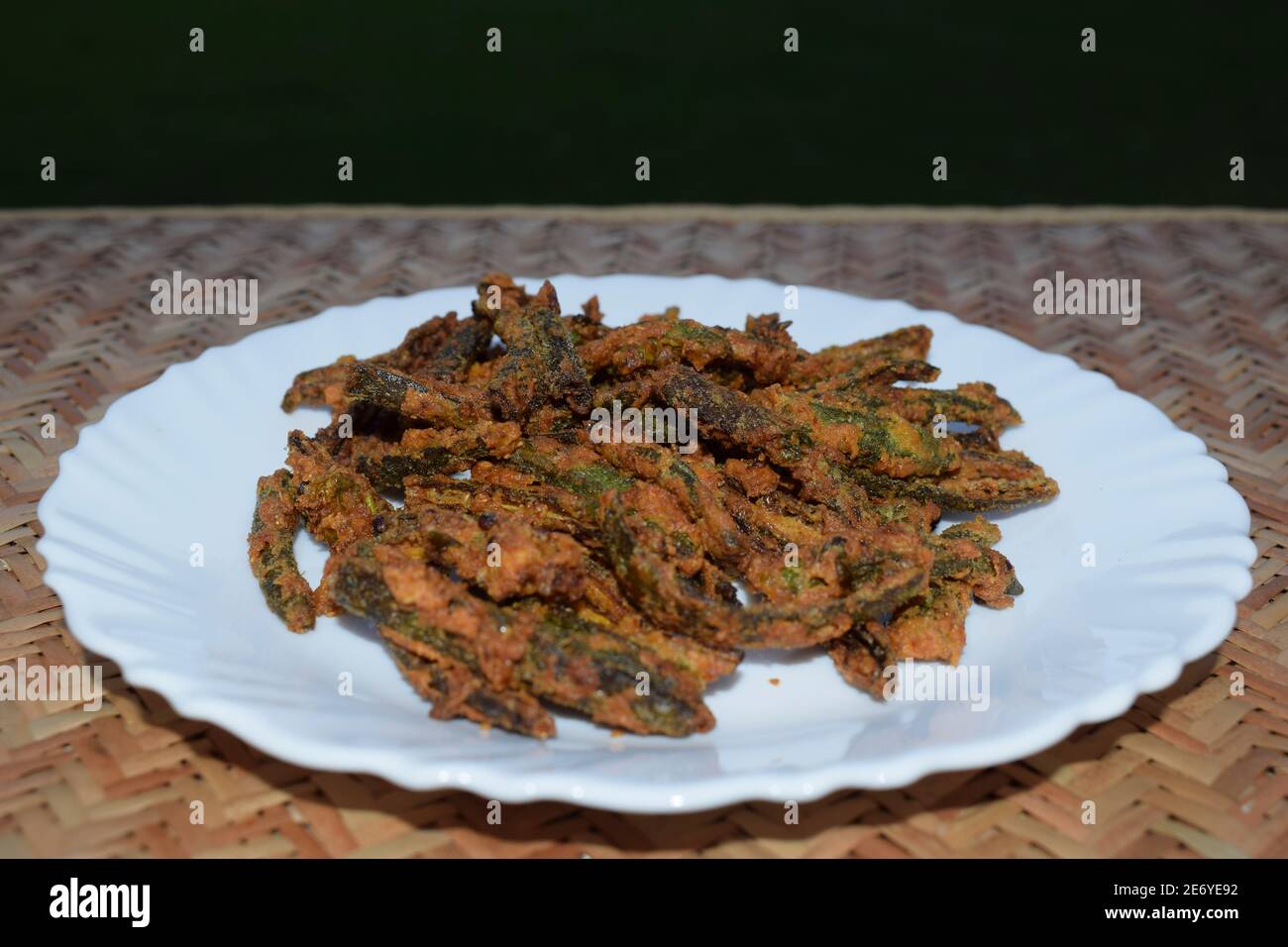 Indian special dish Okra fry with gramflour also known as Kurkuri