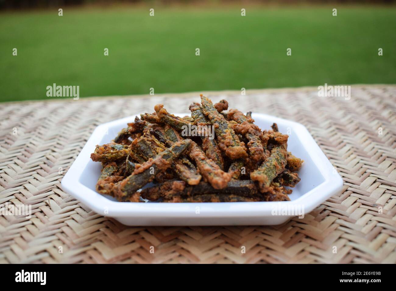 Indian curry or starter appetizer Bhindi fry or kurkure bhindi also