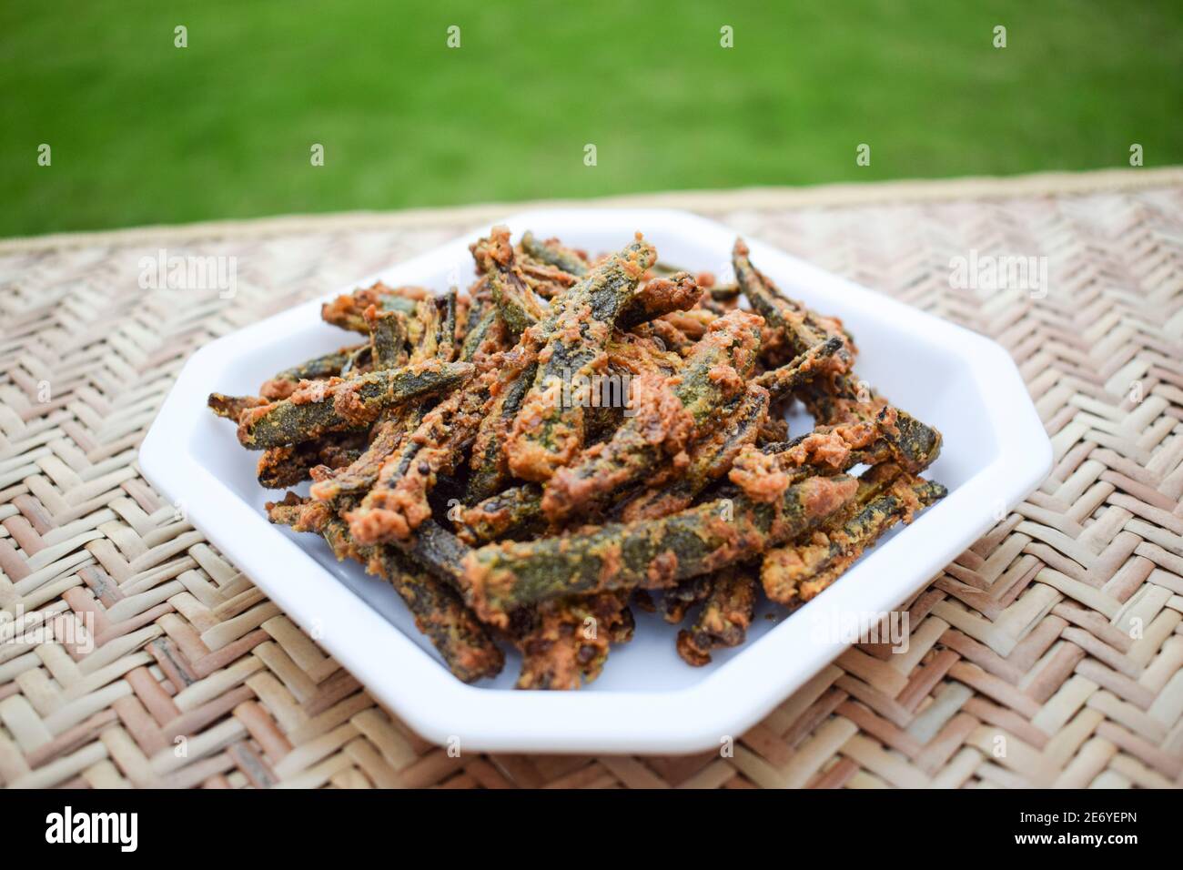 Indian curry or starter appetizer Bhindi fry or kurkure bhindi also