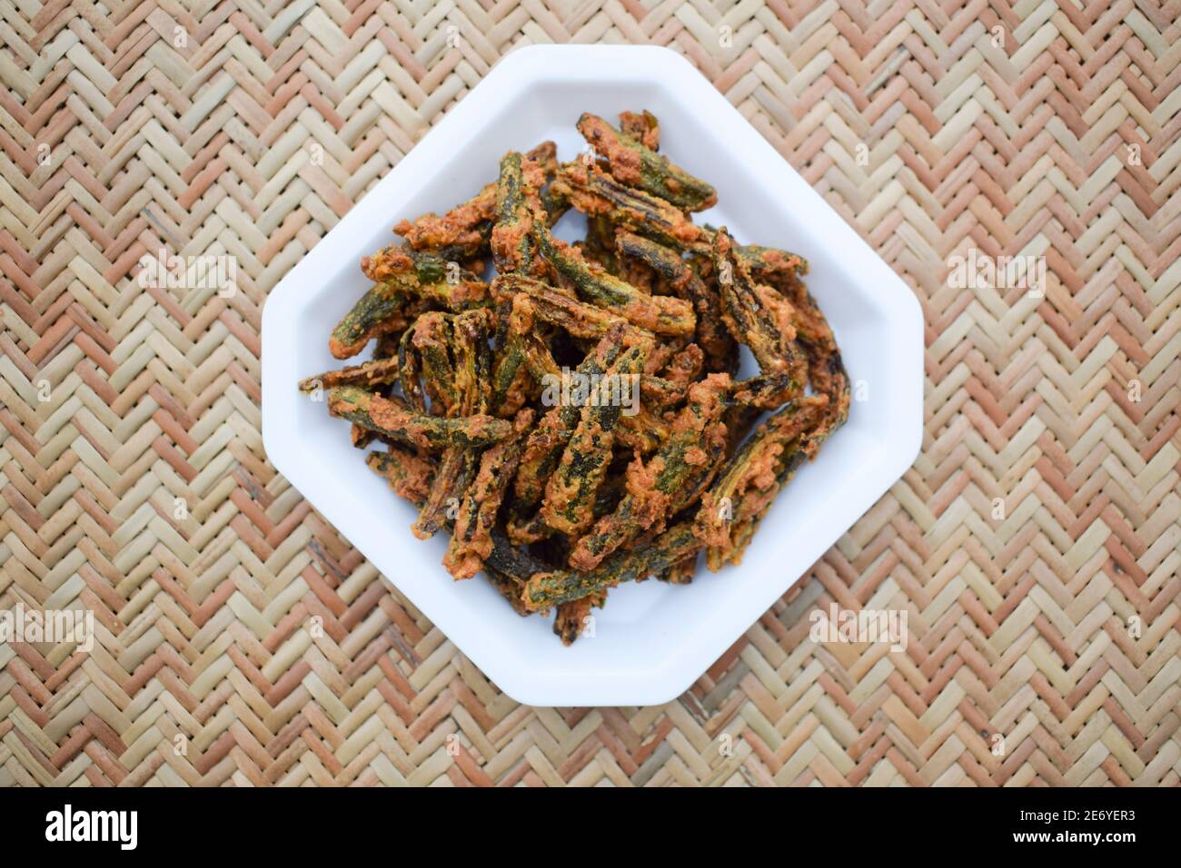Indian special dish Okra fry with gramflour also known as Kurkuri