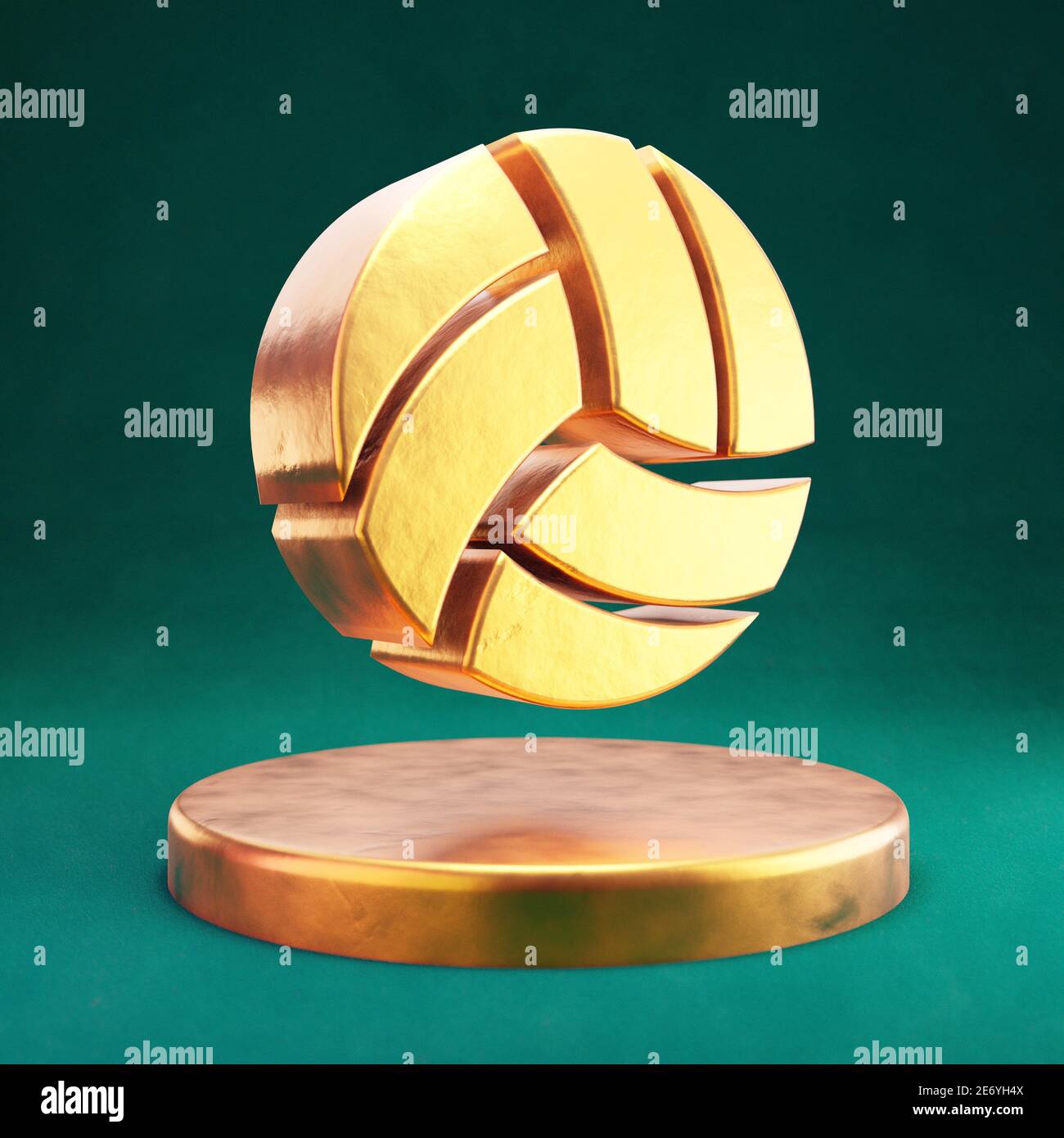 Volleyball Ball icon. Fortuna Gold Volleyball Ball symbol on golden