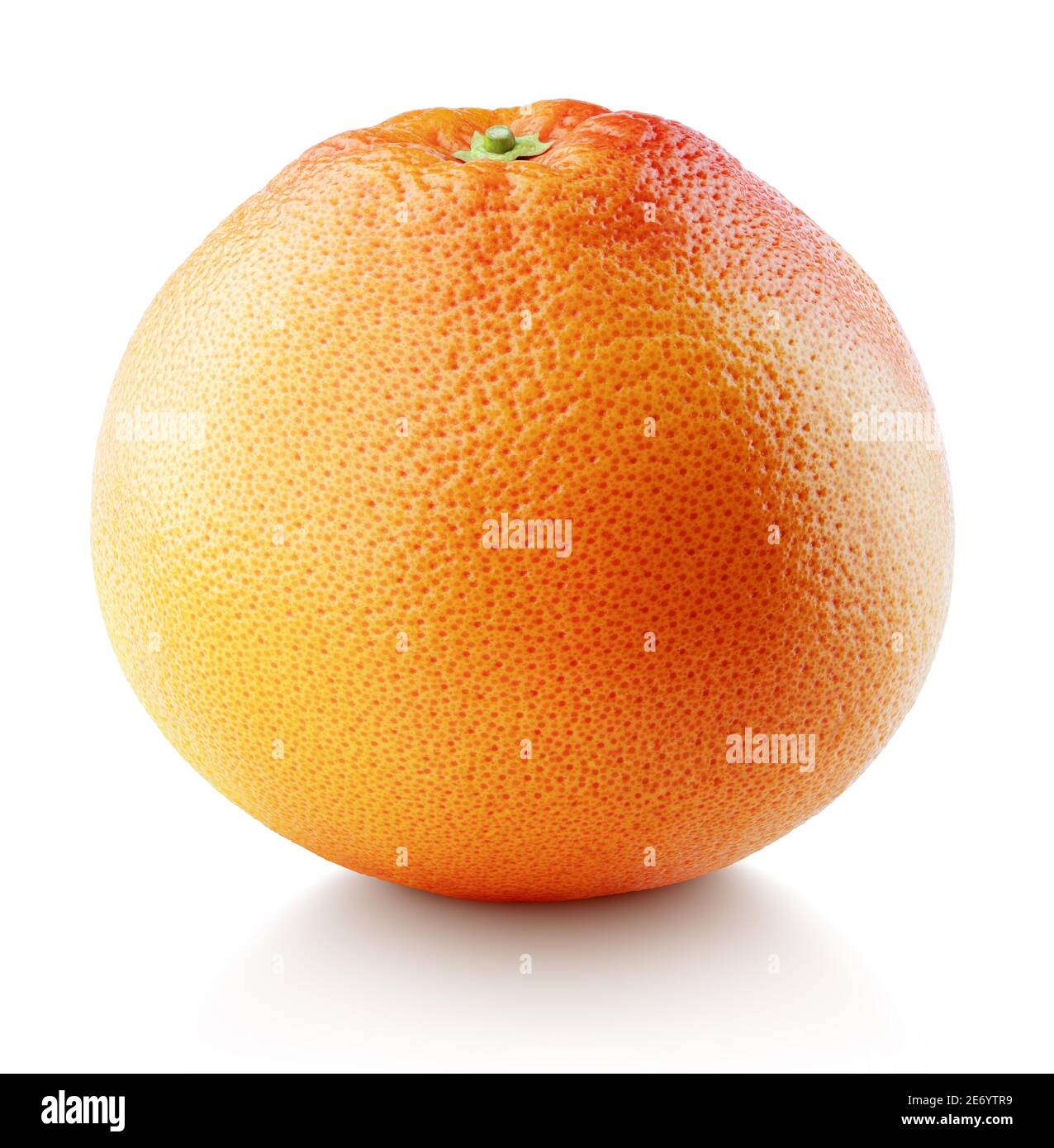 Single grapefruit citrus fruit isolated on white background with clipping path. Full depth of field. Stock Photo