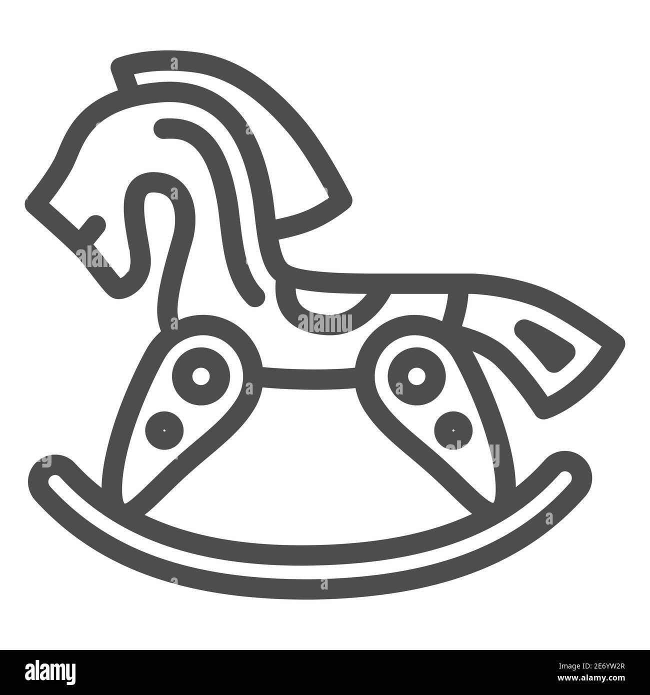 Horse toy line icon, Kids toys concept, Wooden chair rocking horse sign