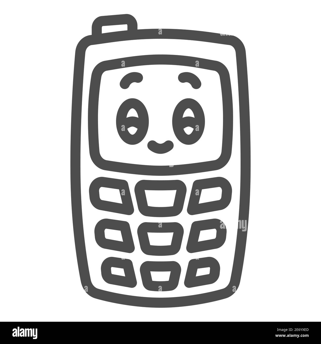 Children mobile phone line icon, Kids toys concept, Children walkie-talkie or cell phone sign on white background, Phone toy icon in outline style for Stock Vector