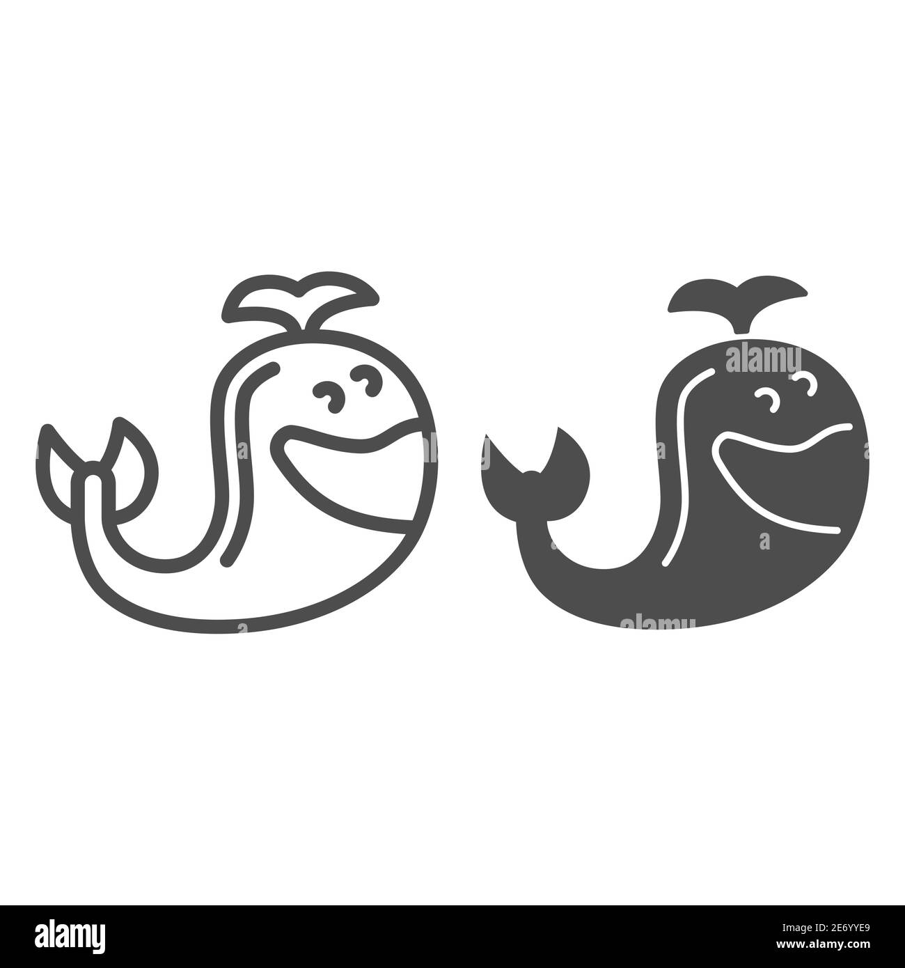 Toy whale line and solid icon, Kids toys concept, Whale animal sign on white background, cute whale toy icon in outline style for mobile concept and Stock Vector