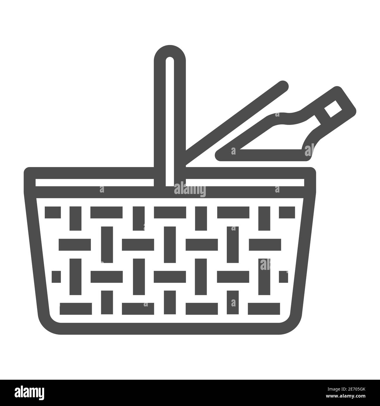 Food basket line icon, picnic concept, picnic basket sign on white