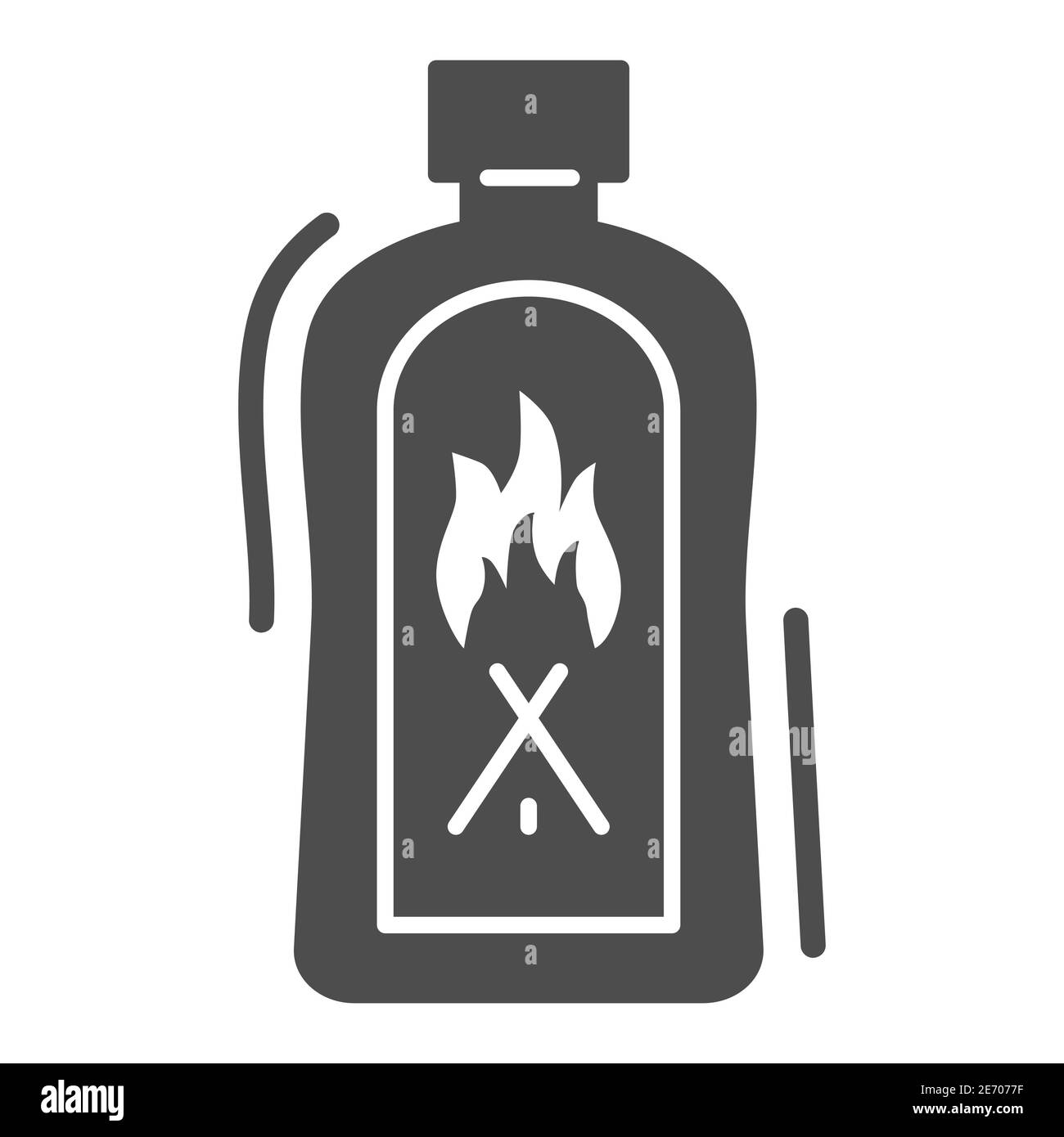 Liquid for kindling fire solid icon, picnic concept, Fire firing fluid sign on white background, Fluid to kindle fire icon in glyph style for mobile Stock Vector