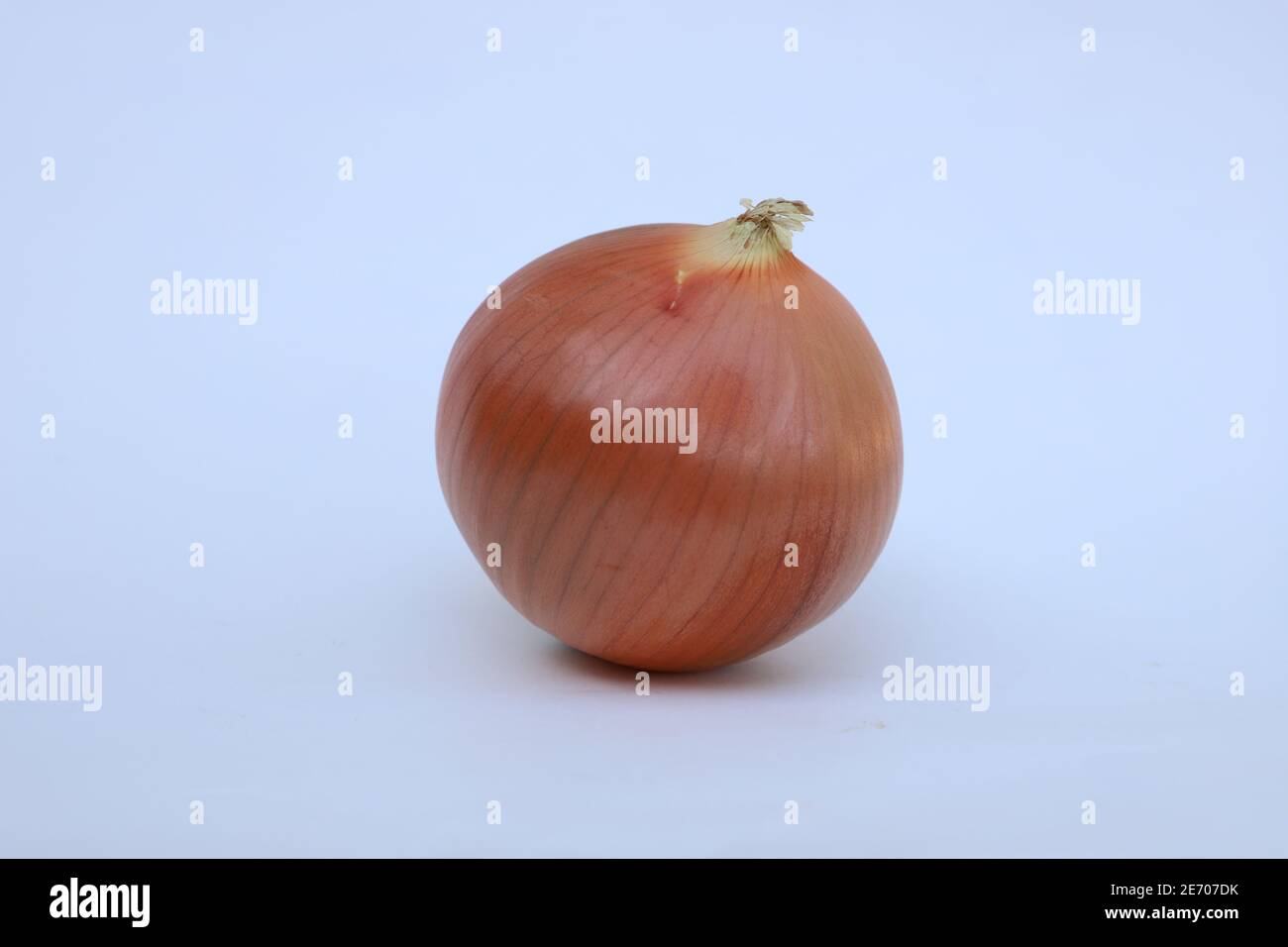 Shiny yellow onion against a white background Stock Photo