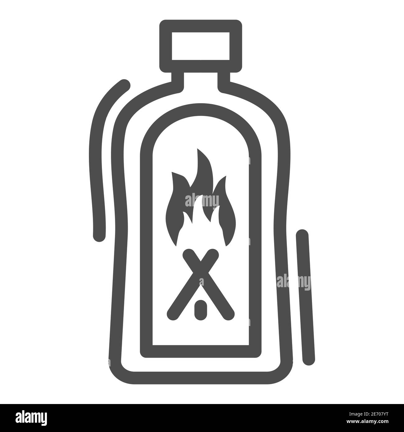Liquid for kindling fire line icon, picnic concept, Fire firing fluid sign on white background, Fluid to kindle fire icon in outline style for mobile Stock Vector