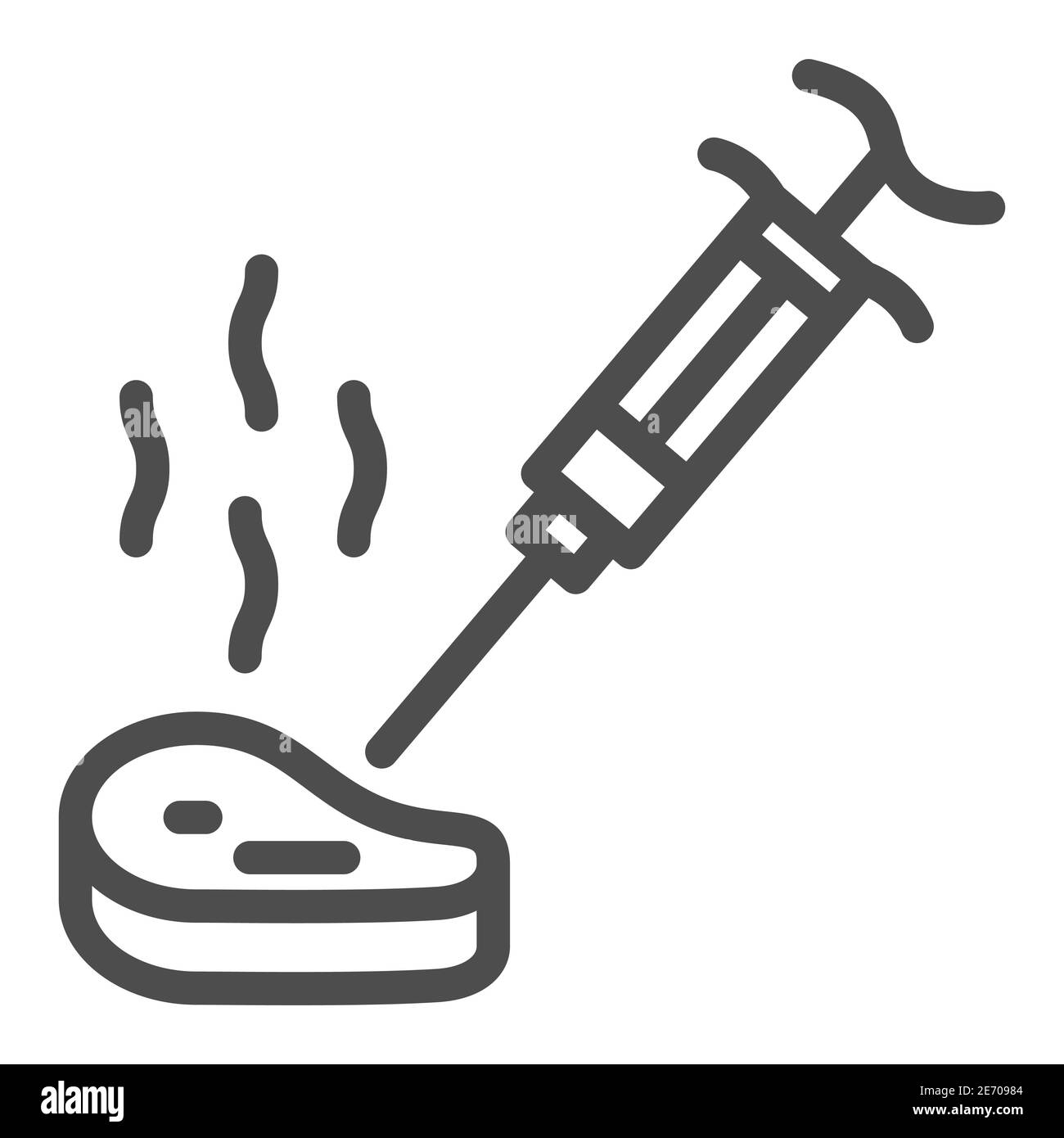 Piece of meat with syringe line icon, picnic concept, Culinary kitchen ...