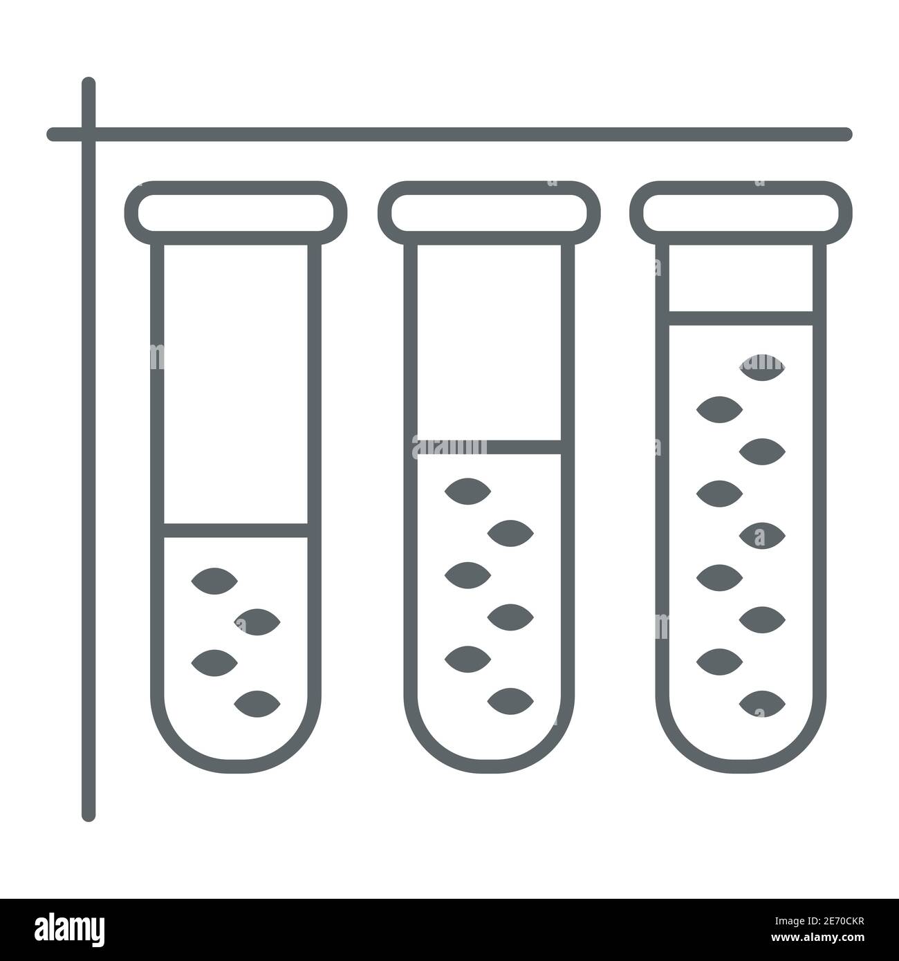 Test tubes with liquids thin line icon, Chemical research and science