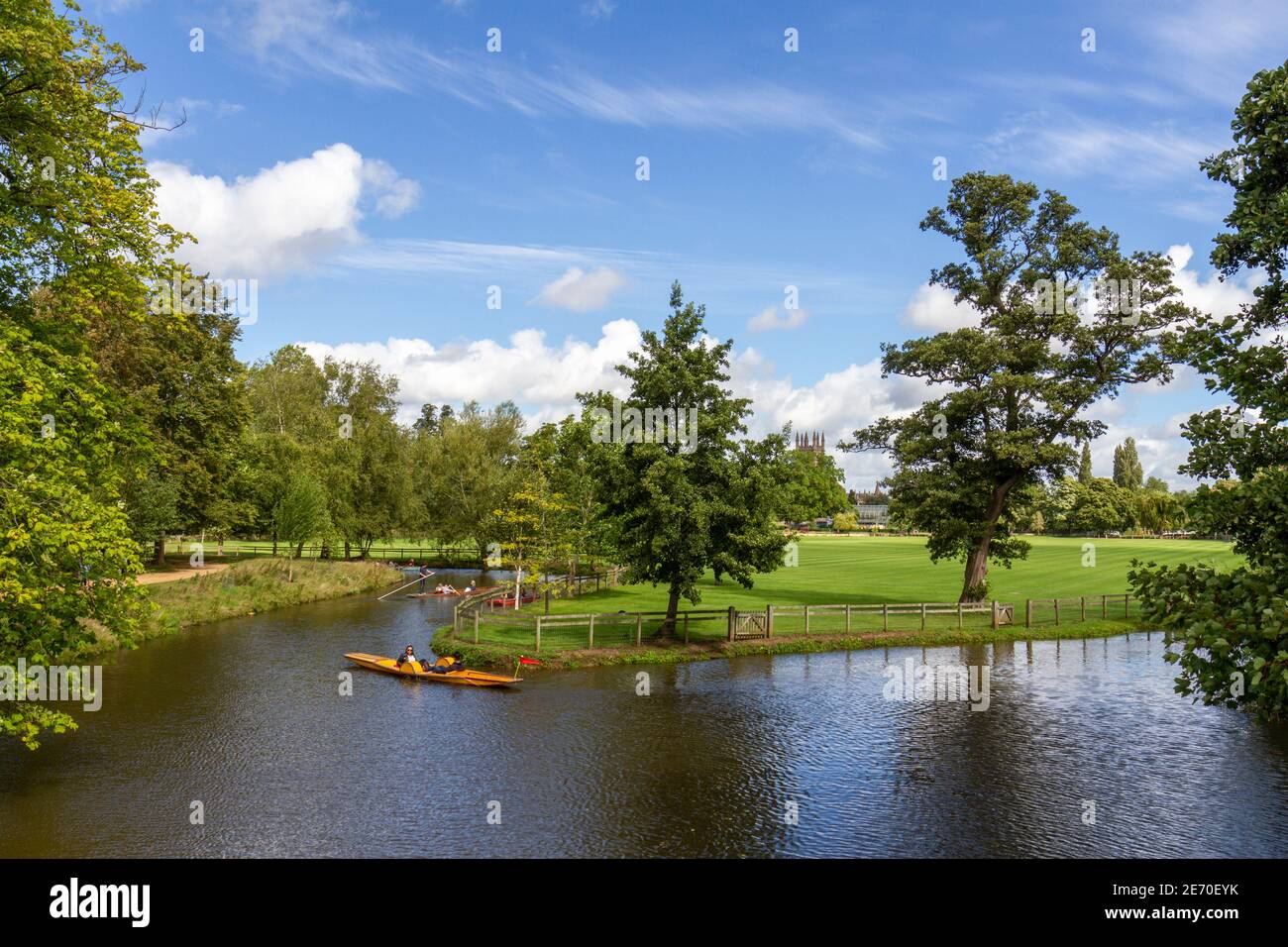 A group kayaking on the River Cherwell in Oxford, Oxfordshire, UK. Stock Photo