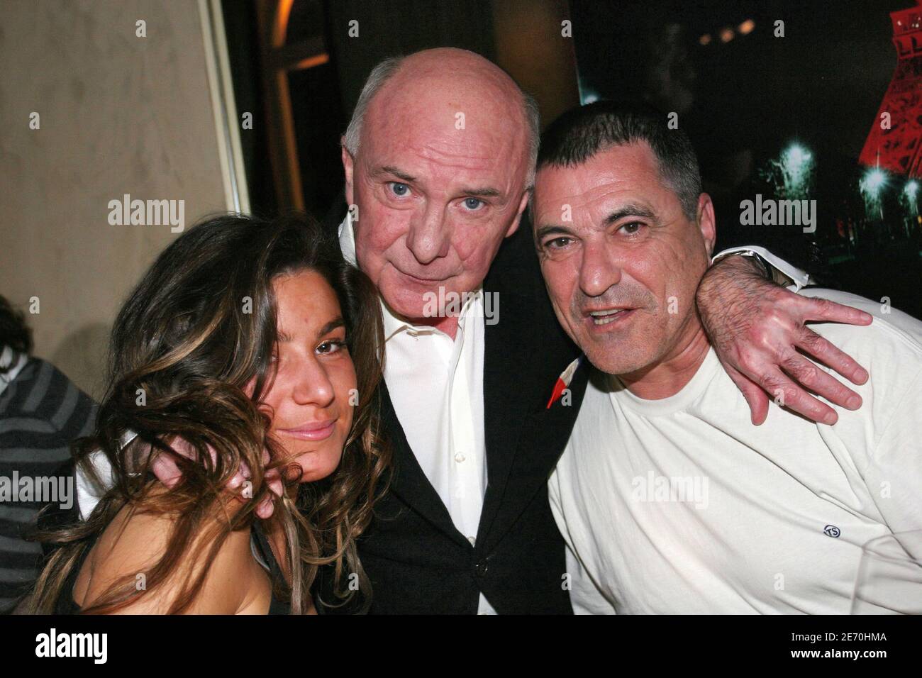 EXCLUSIVE. French Humorists Bezu and Jean-Marie Bigard during the 'Epiphany' party at L'Etoile Club in Paris, France, on January 8, 2007. Photo by Benoit Pinguet/ABACAPRESS.COM Stock Photo