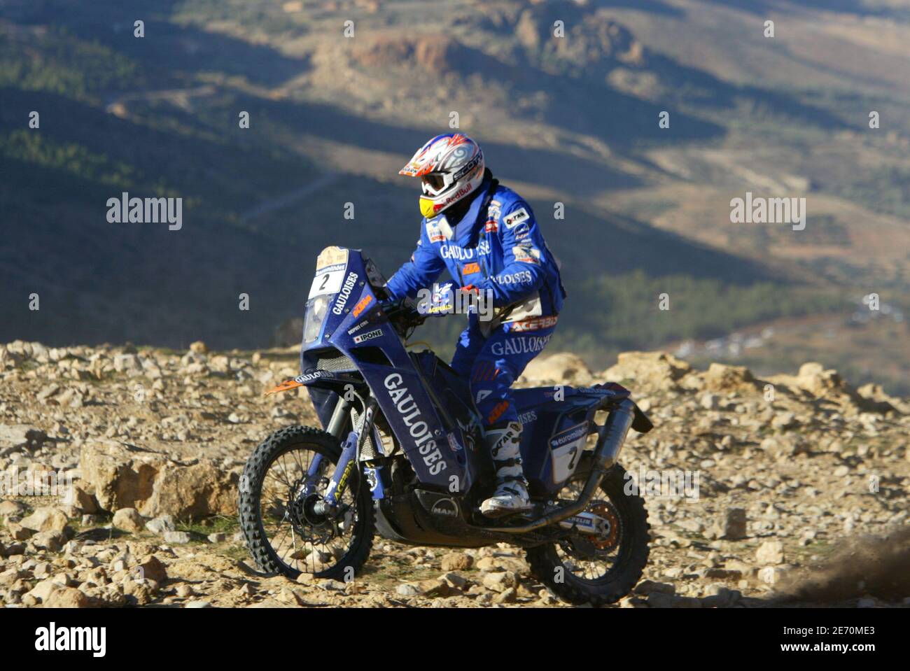 French rider Cyril Despres rides his KTM during the 2007 Lisbon Dakar rally  in Morocco on January 8, 2007. Photo by Michel  Maindru/Cameleon/ABBACAPRESS.COM Stock Photo - Alamy, image size:1300x959