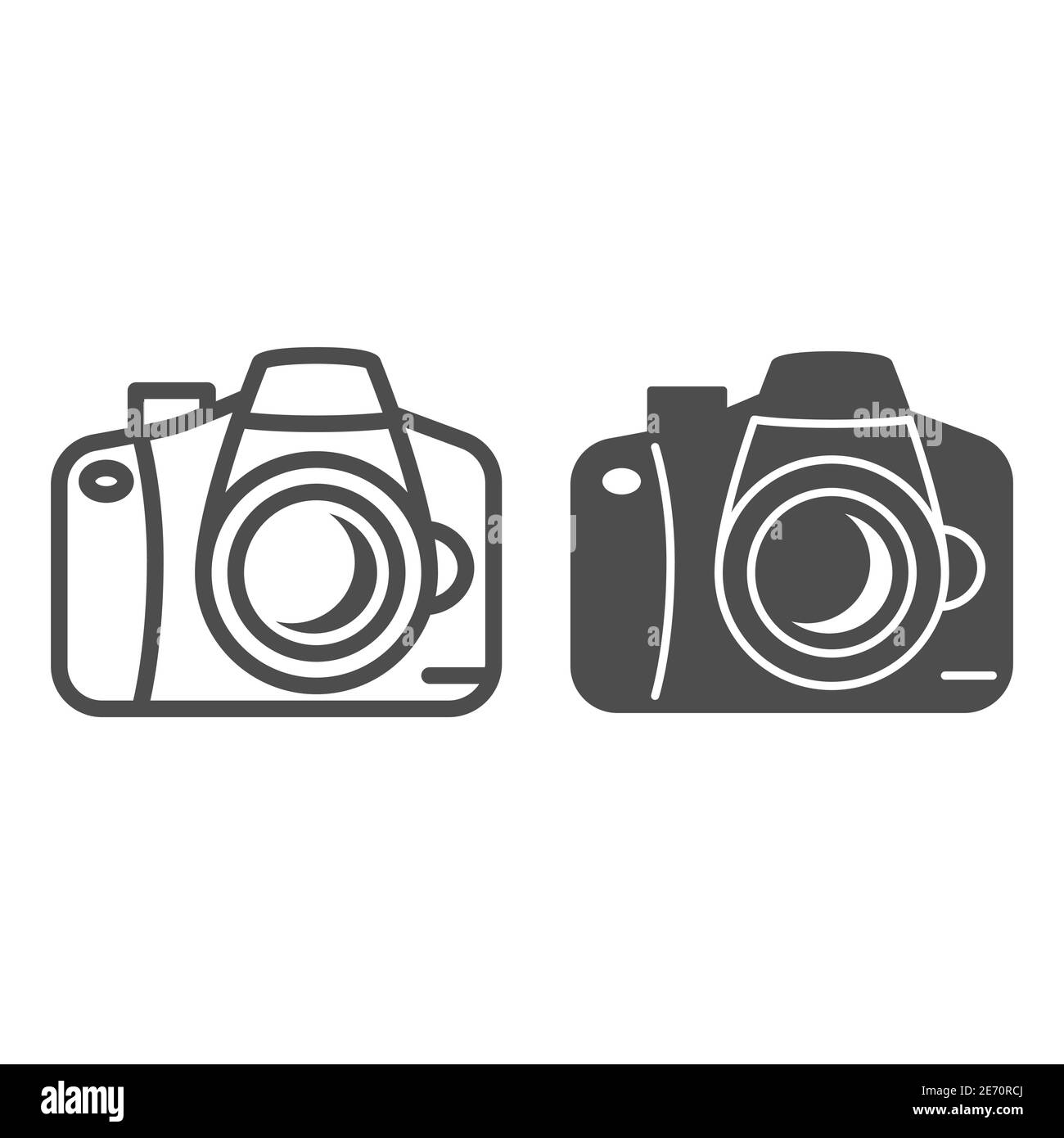 Camera line and solid icon, travel concept, photo camera sign on white background, Vintage photo camera icon in outline style for mobile concept and Stock Vector