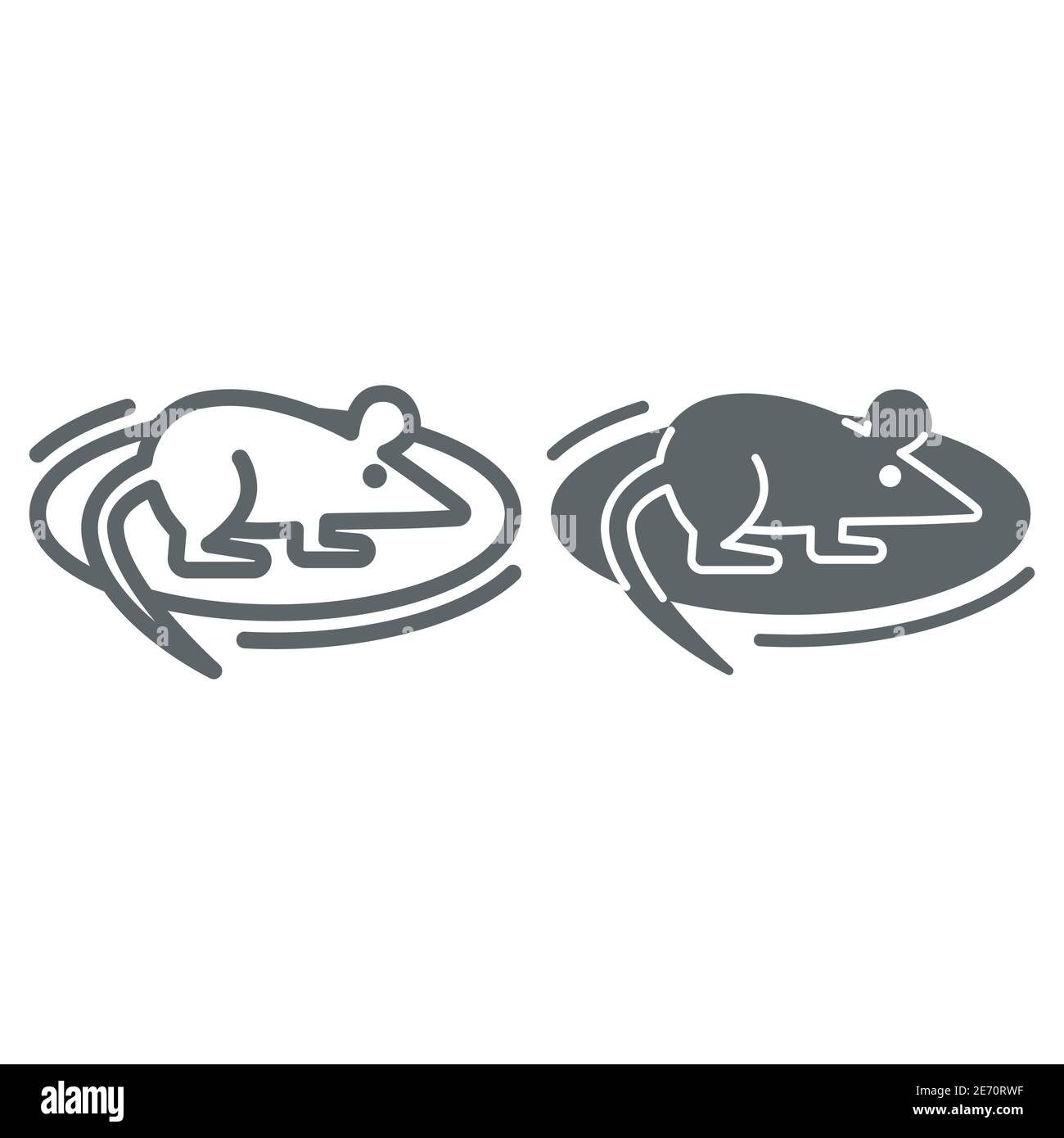 Rat for experiments line and solid icon, science concept, Experimental mouse sign on white background, Laboratory mouse icon in outline style for Stock Vector