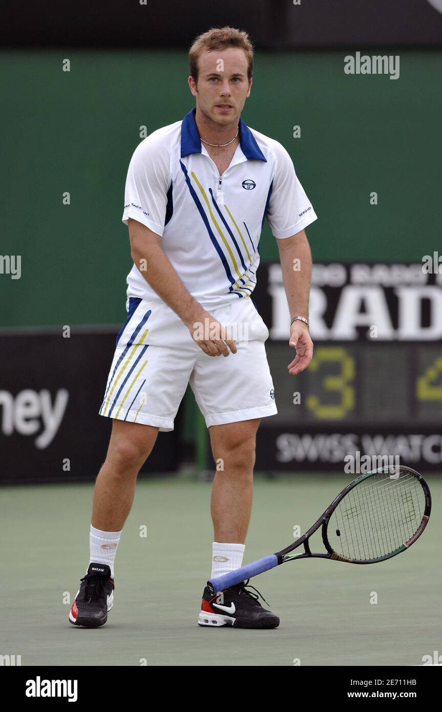 Belgium's Olivier Rochus defeated by France's Sebastien Grosjean, 4-6, 6-1,  6-3, 4-6, 6-4, during their second round of the Australian Tennis Open at  Flinders Park in Melbourne, Australia on January 18, 2007.