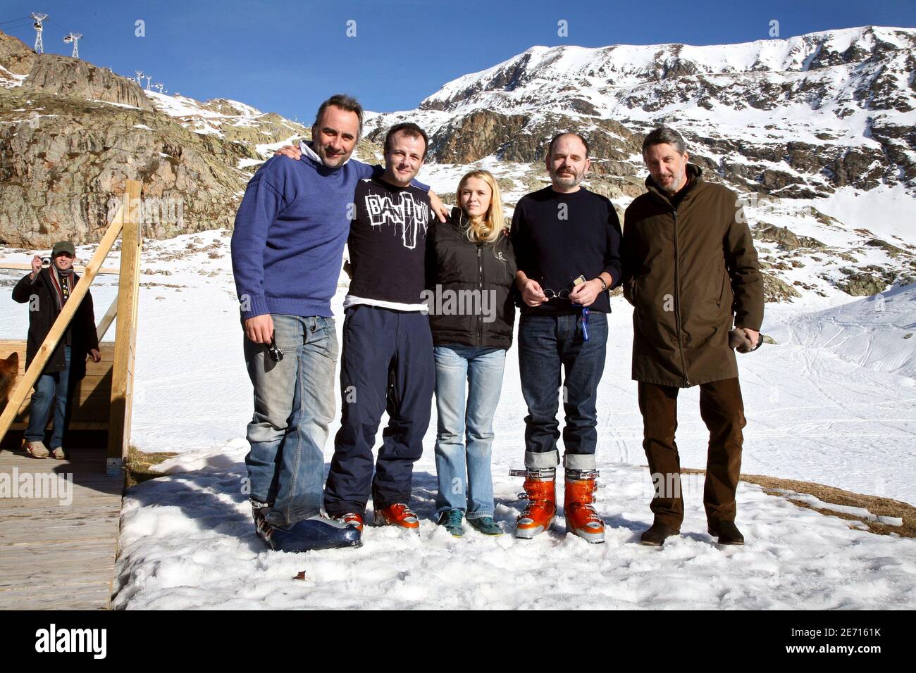 French actors Antoine Dulery, Pierre-Francois Martin-Laval, Sara Forestier, Jean-Pierre Darroussin and Antoine de Caunes pictured during the 10th international comedy film festival at l'Alpe d'Huez, France, on January 20, 2007. Photo by Guibbaud-Guignebourg/ABACAPRESS.COM Stock Photo