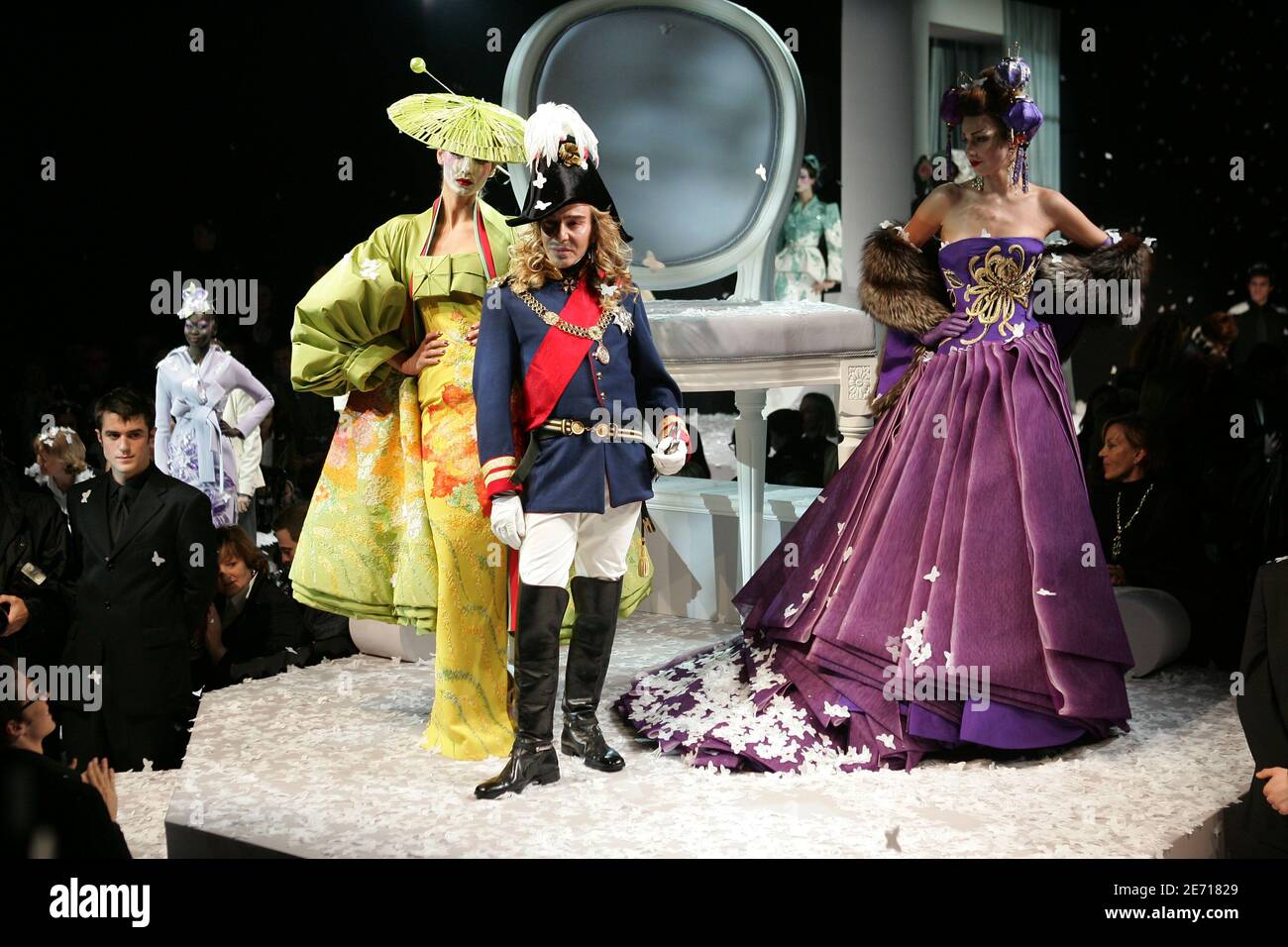 British designer John Galliano runs the catwalk during Dior's