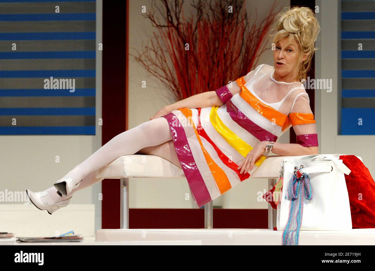 french actress chantal ladesou performs in jean marie chevret s play les amazones 3 ans apres at