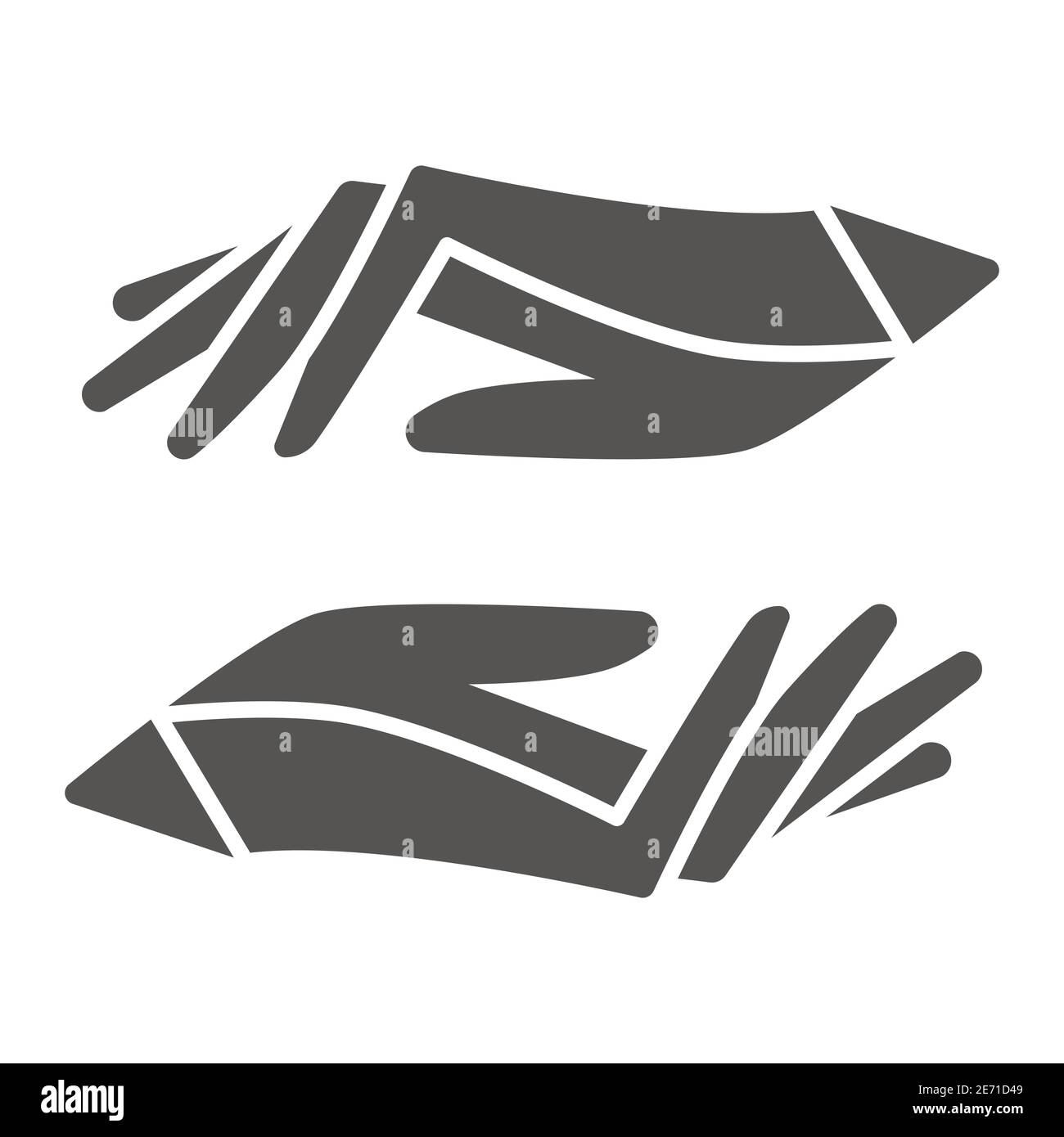 Harmony of whites and blacks solid icon, Black lives matter concept, Equality of all races sign on white background, Two hands with different skin Stock Vector