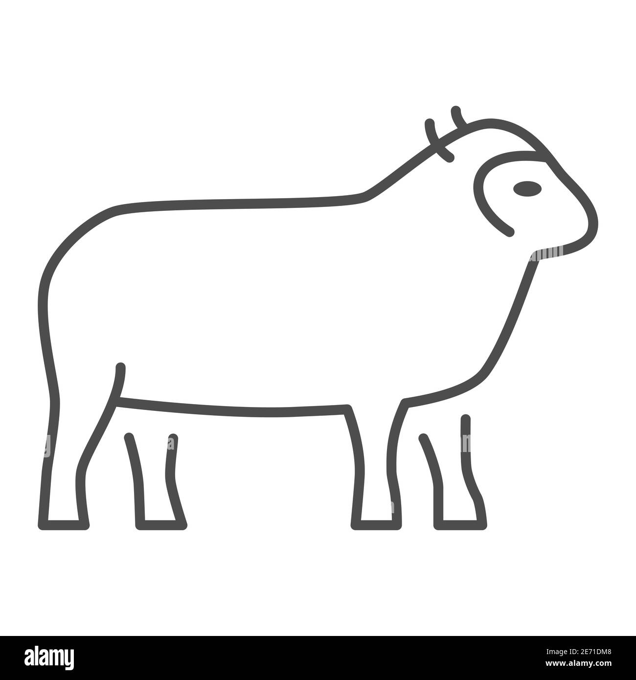 Sheep thin line icon, Farm animals concept, lamb sign on white