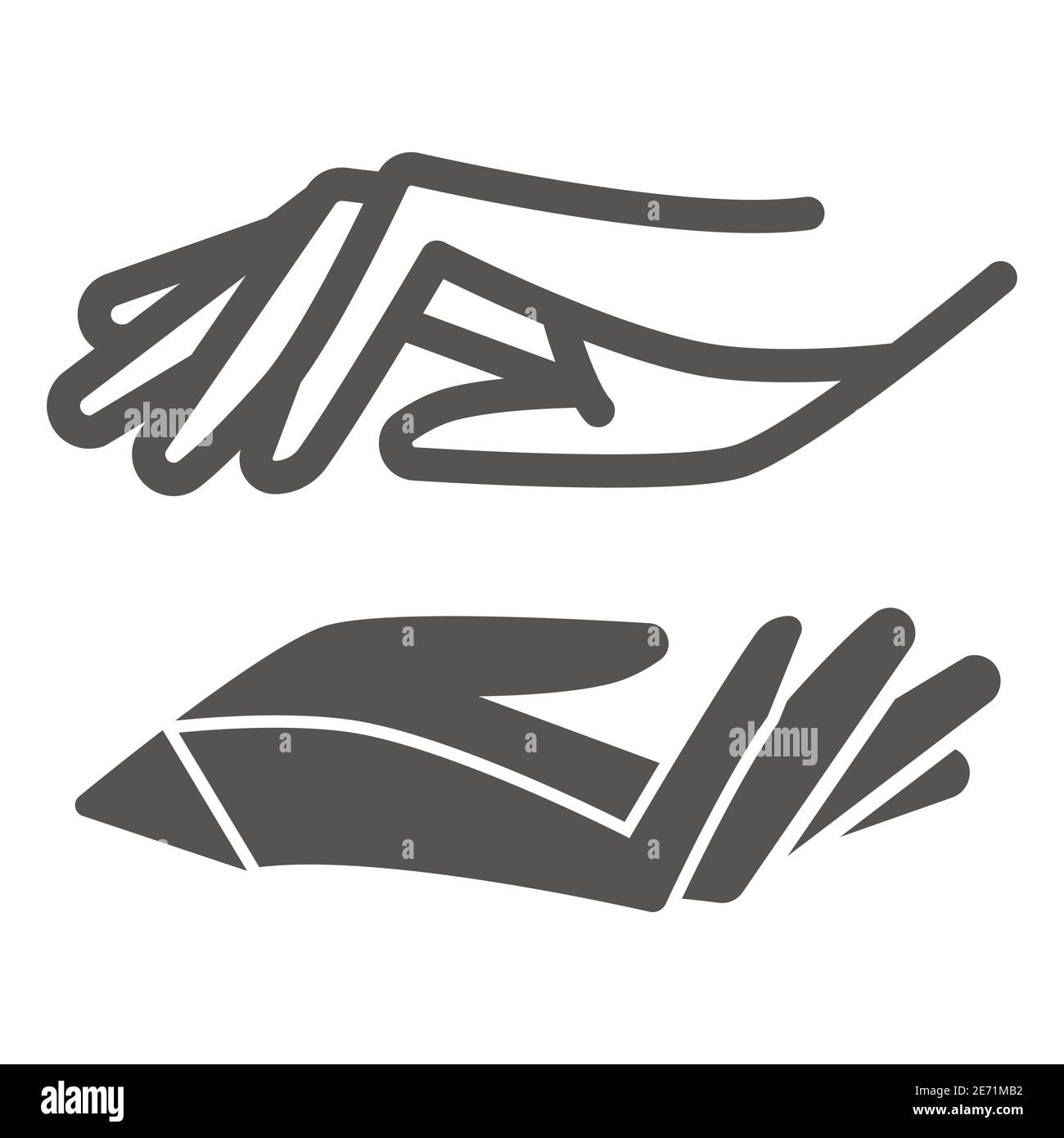 Harmony of whites and blacks line icon, Black lives matter concept, Equality of all races sign on white background, Two hands with different skin Stock Vector