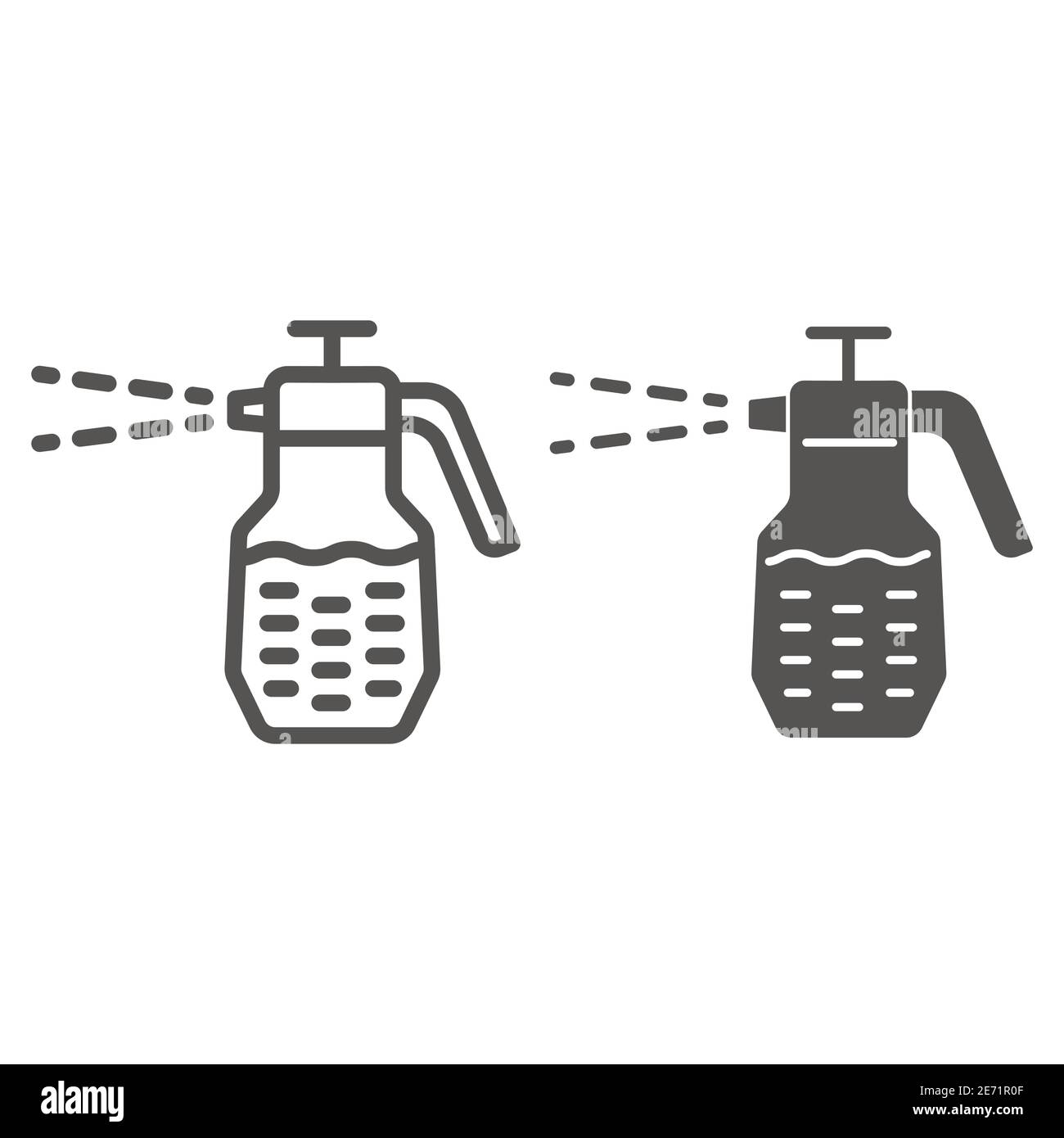 Garden sprayer line and solid icon, Garden and gardening concept ...