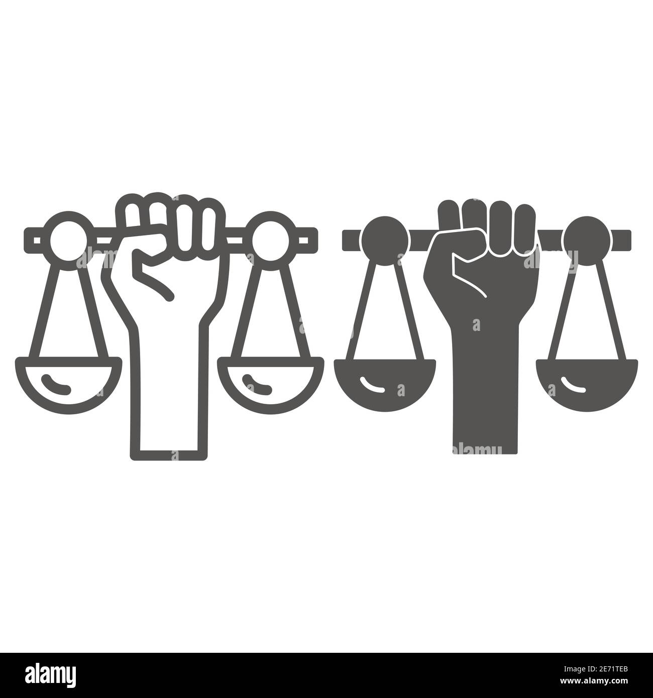 Hand holding scales line and solid icon, Black lives matter concept ...