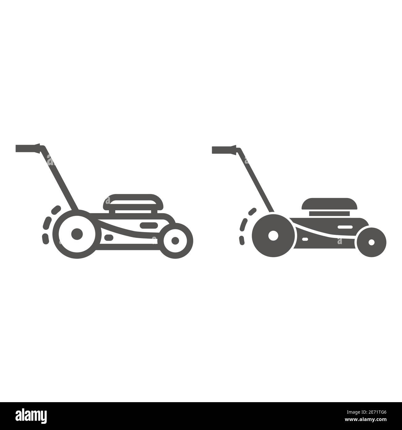 Lawn mower line and solid icon, Garden and gardening concept, lawnmower sign on white background, lawn mower icon in outline style for mobile concept Stock Vector
